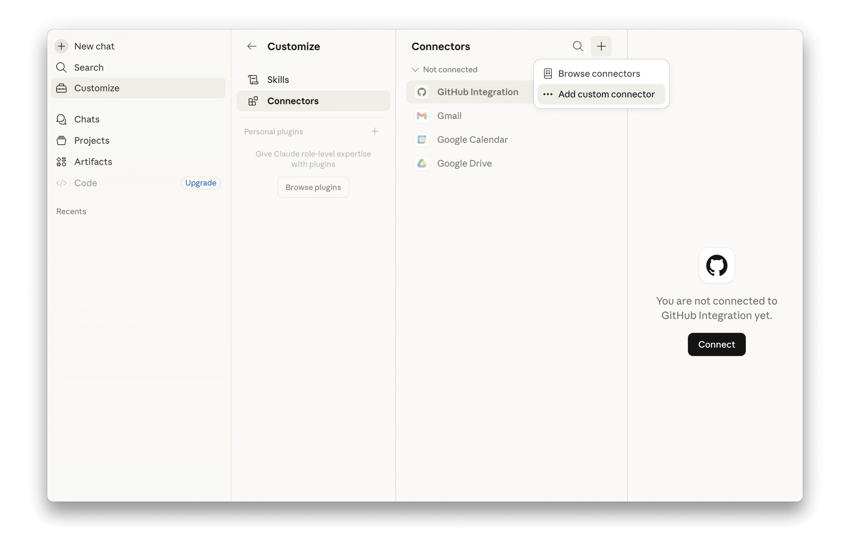 Add custom connector in Claude Desktop