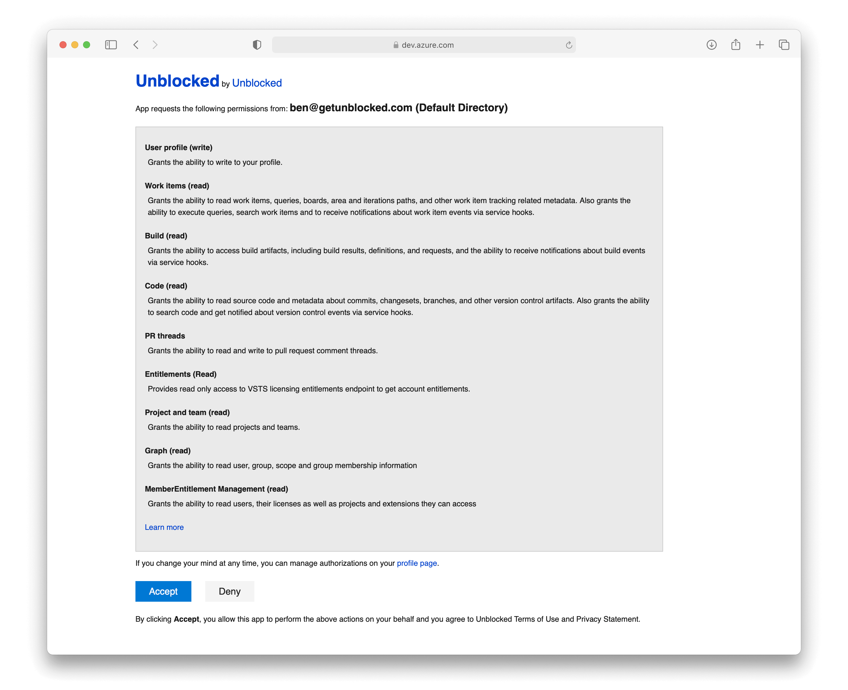 ADO User Auth