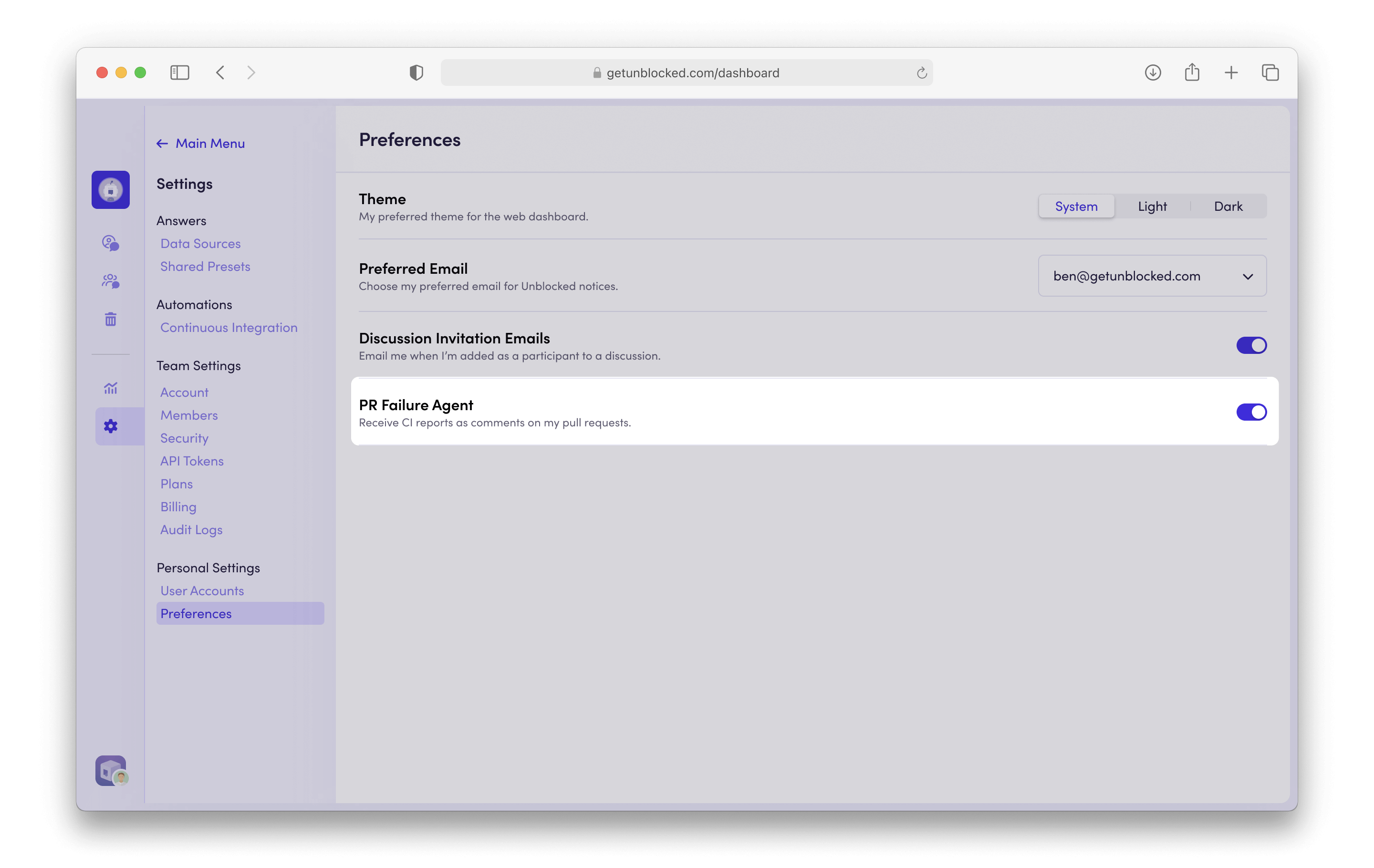 CI User Toggle