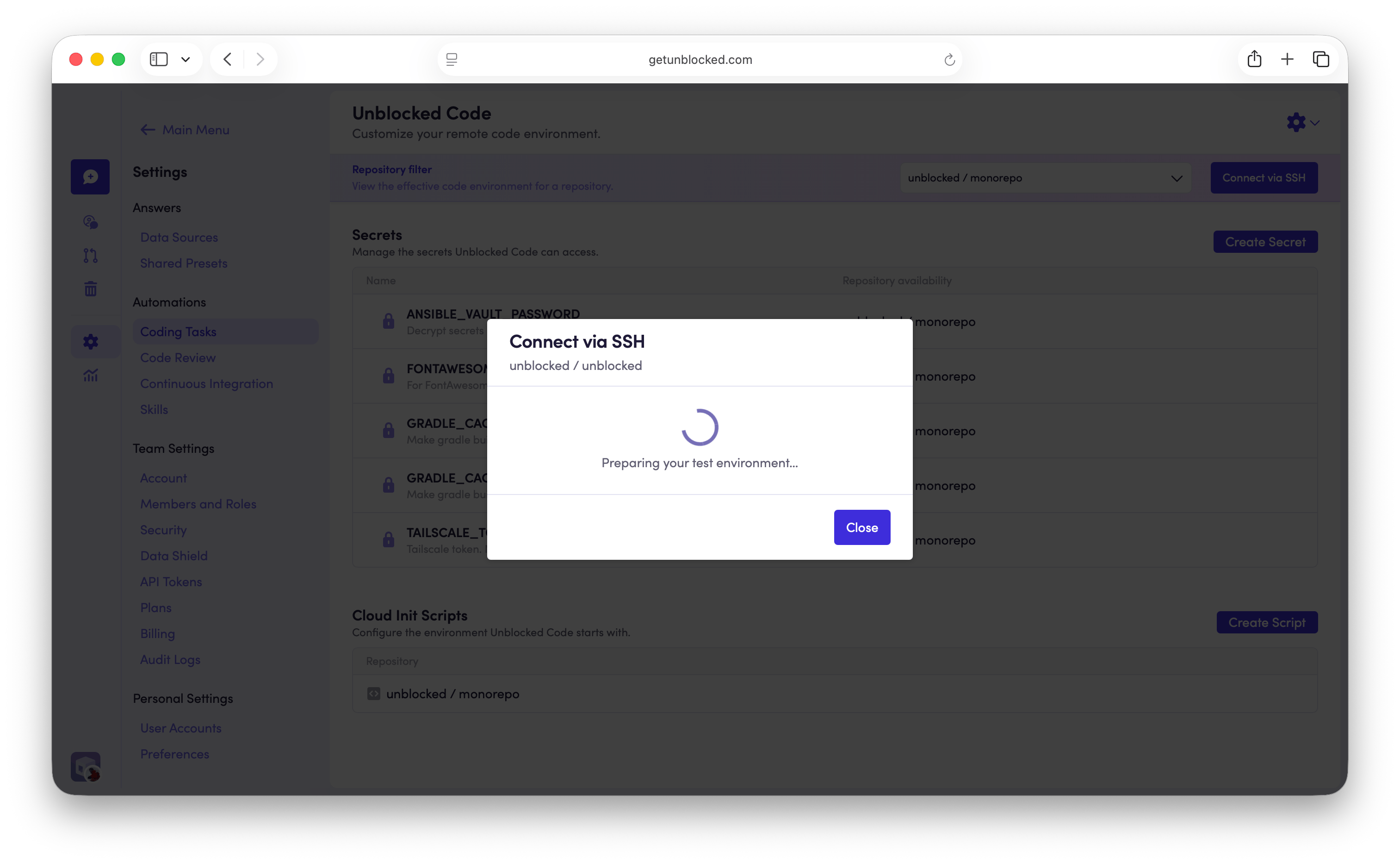Unblocked preparing the SSH environment