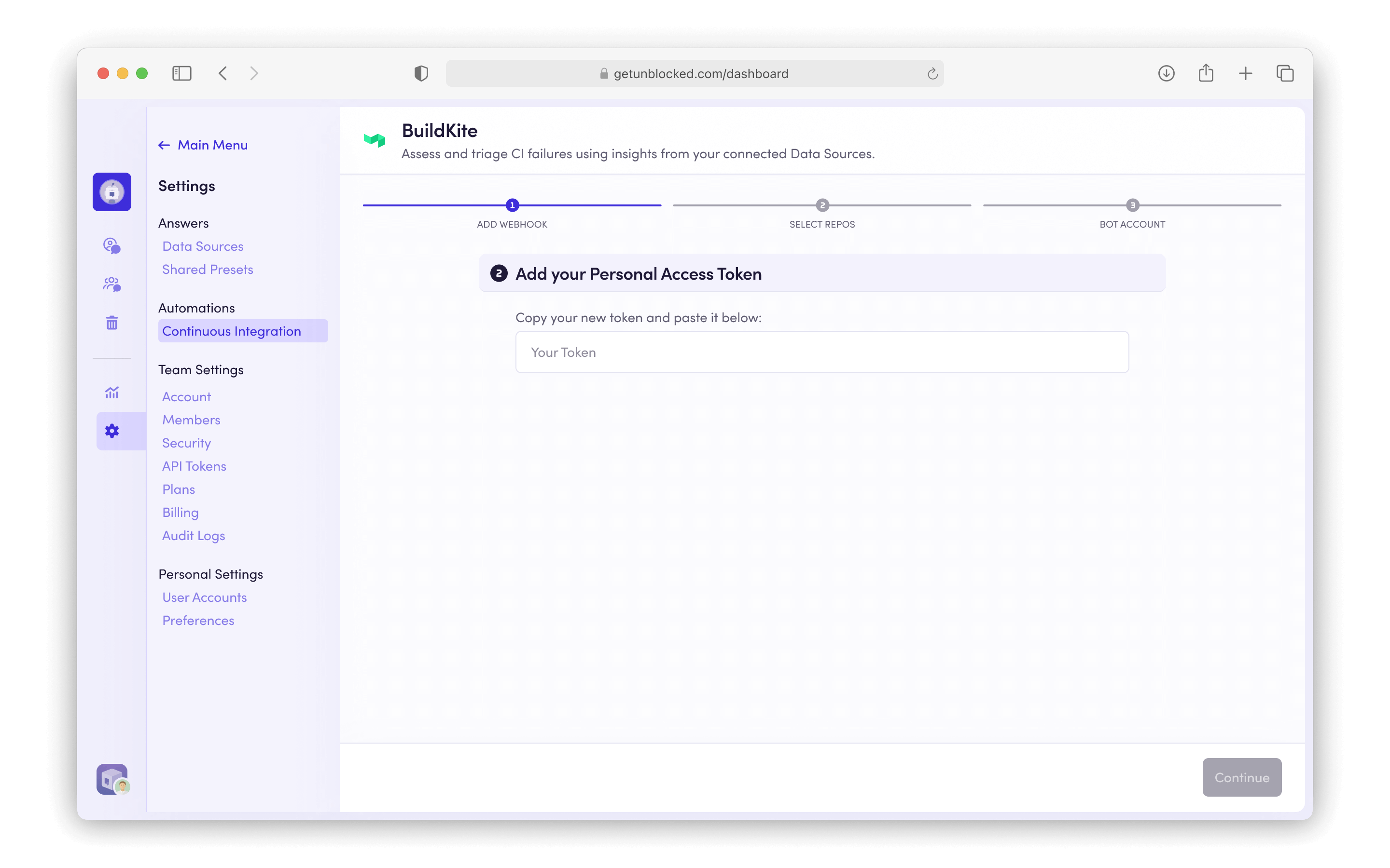 Buildkite token