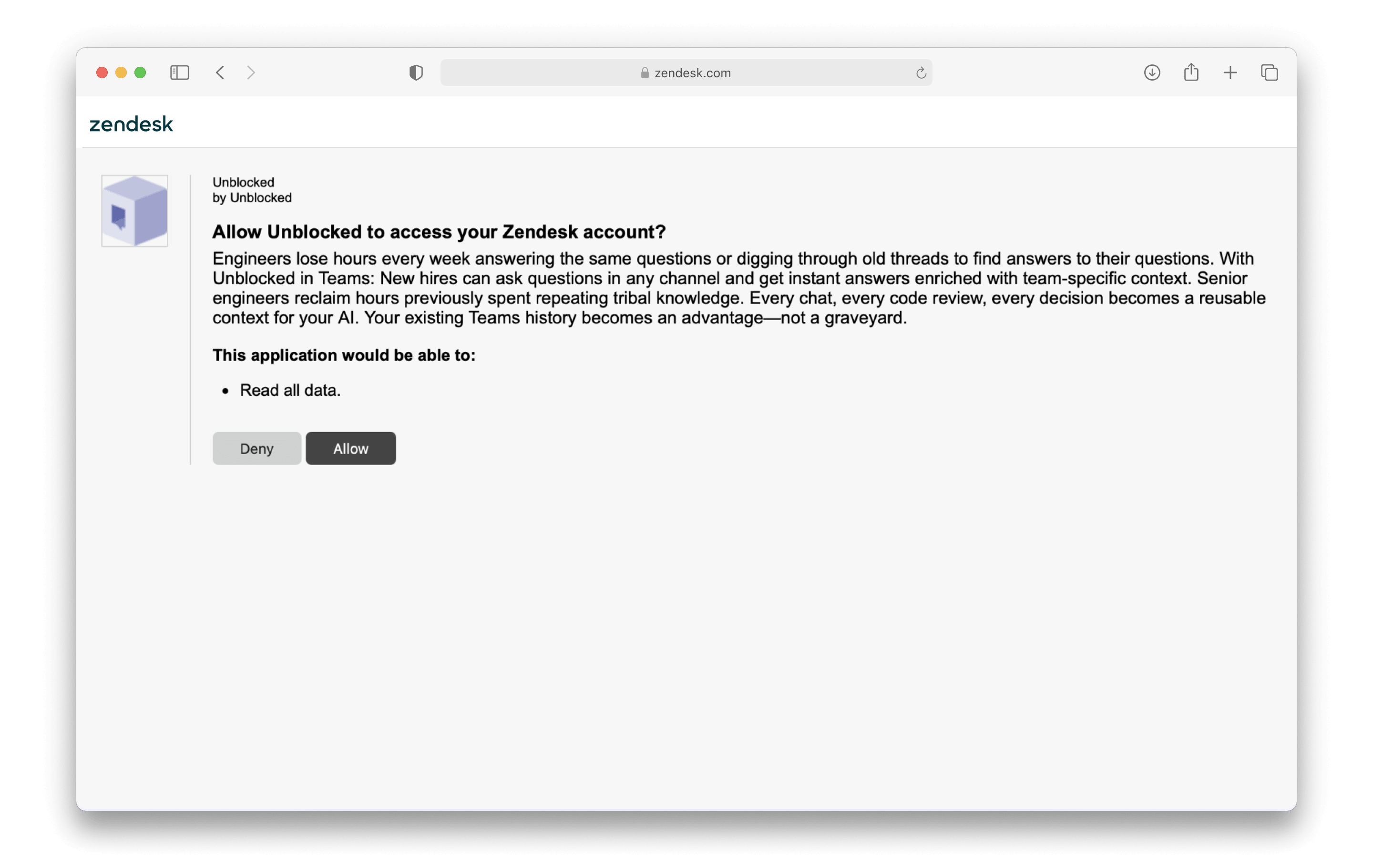 Zendesk authorize