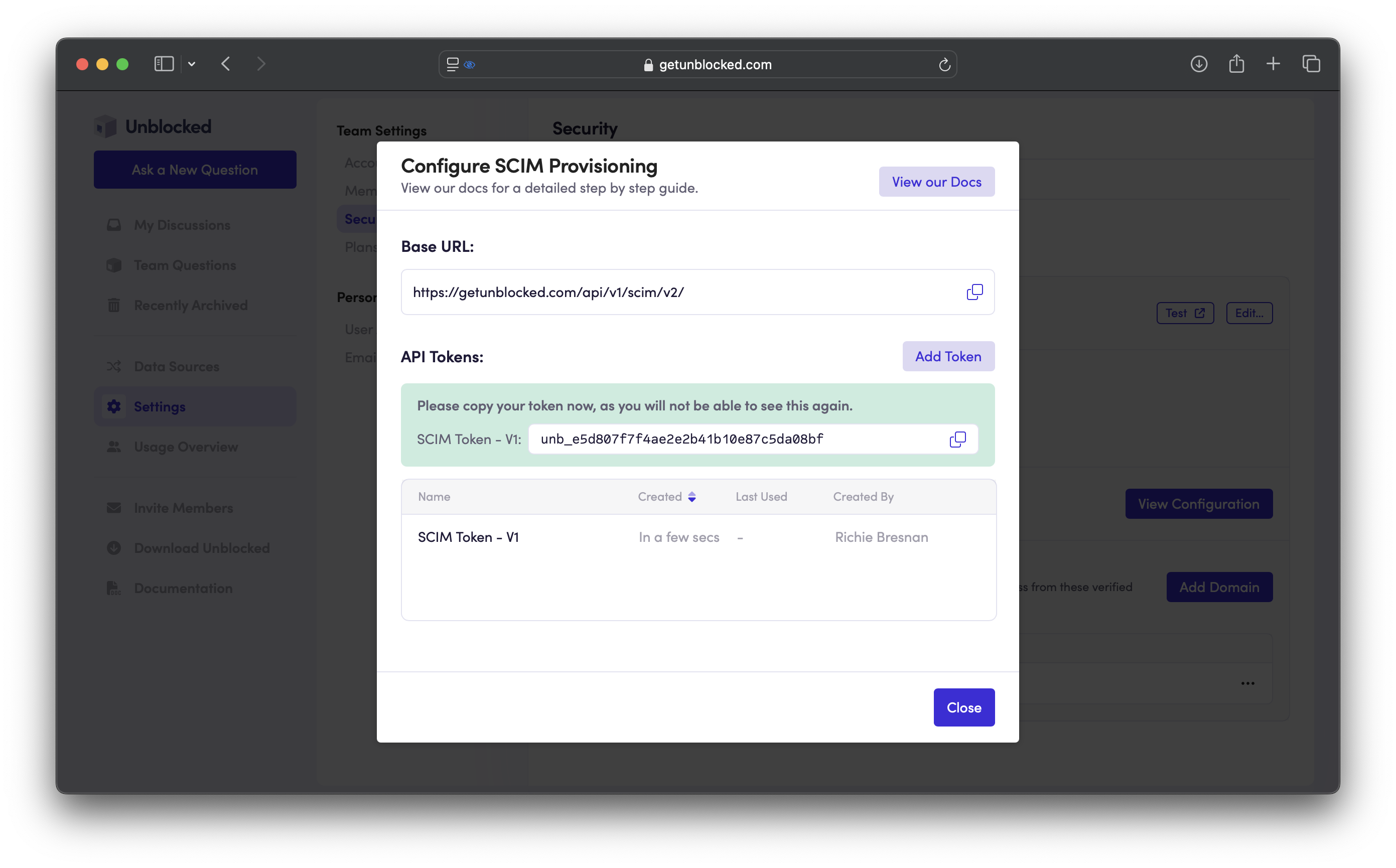 Generate API Token