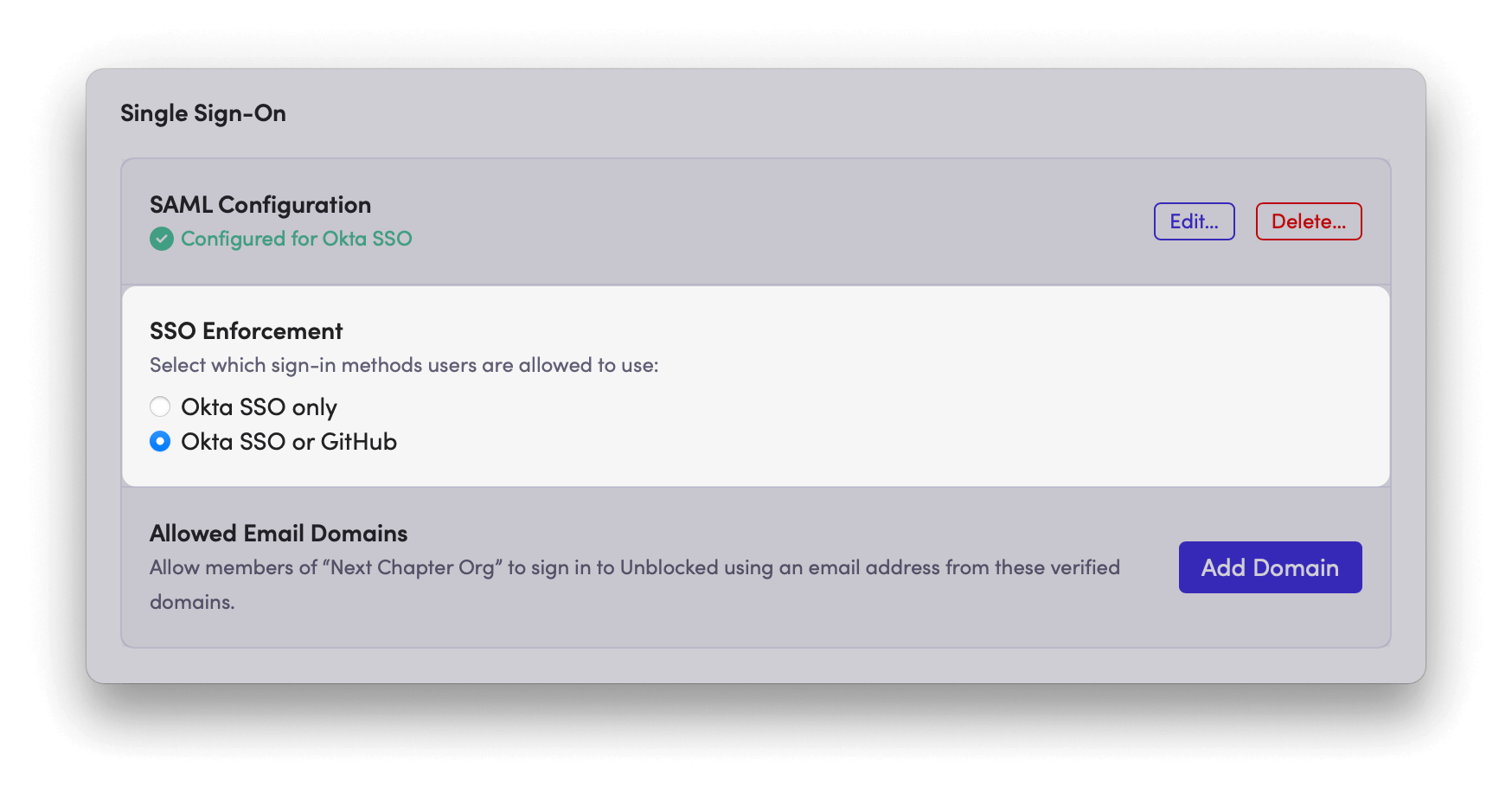 SSO Enforcement Options