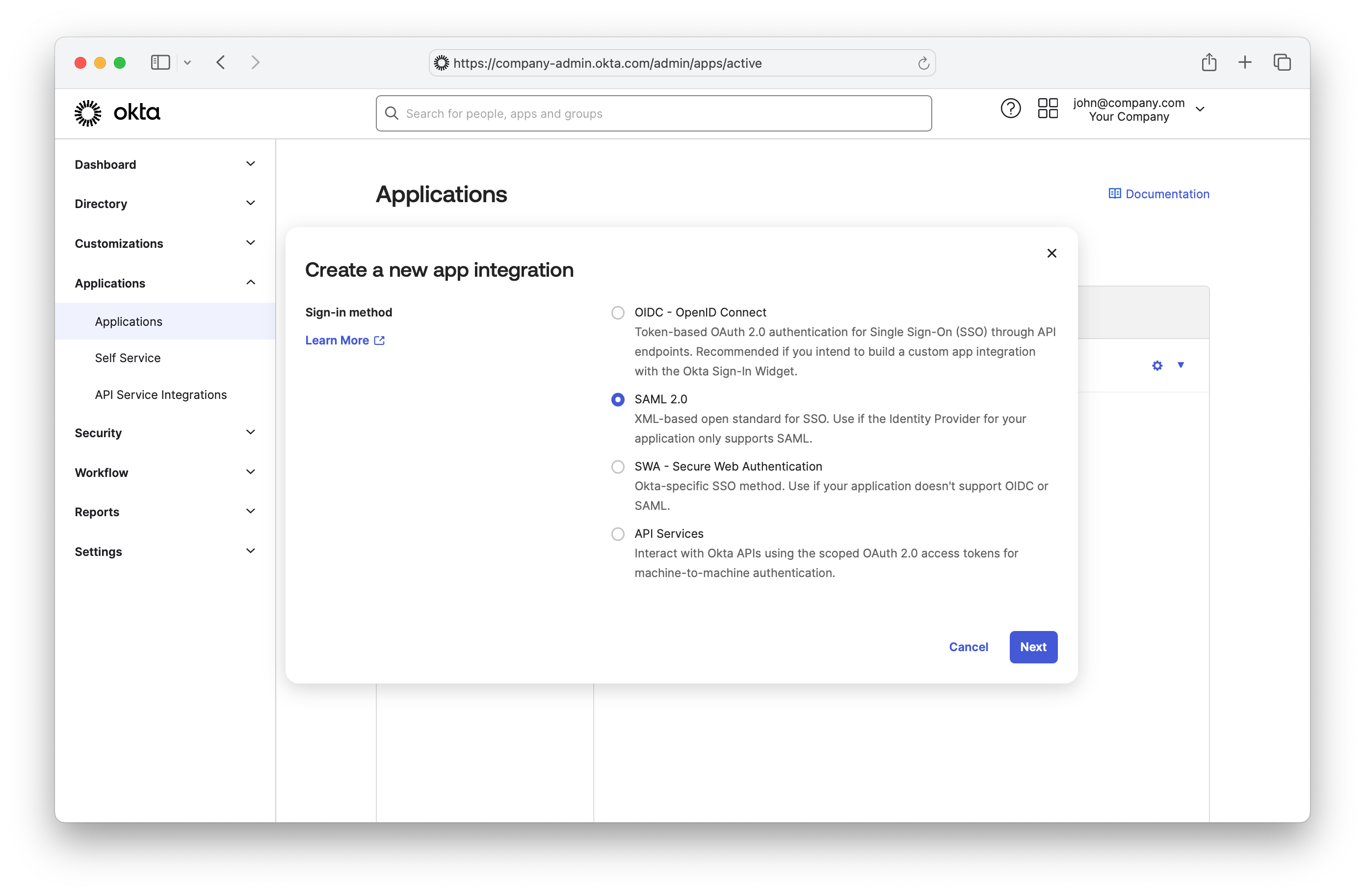 Create Okta App