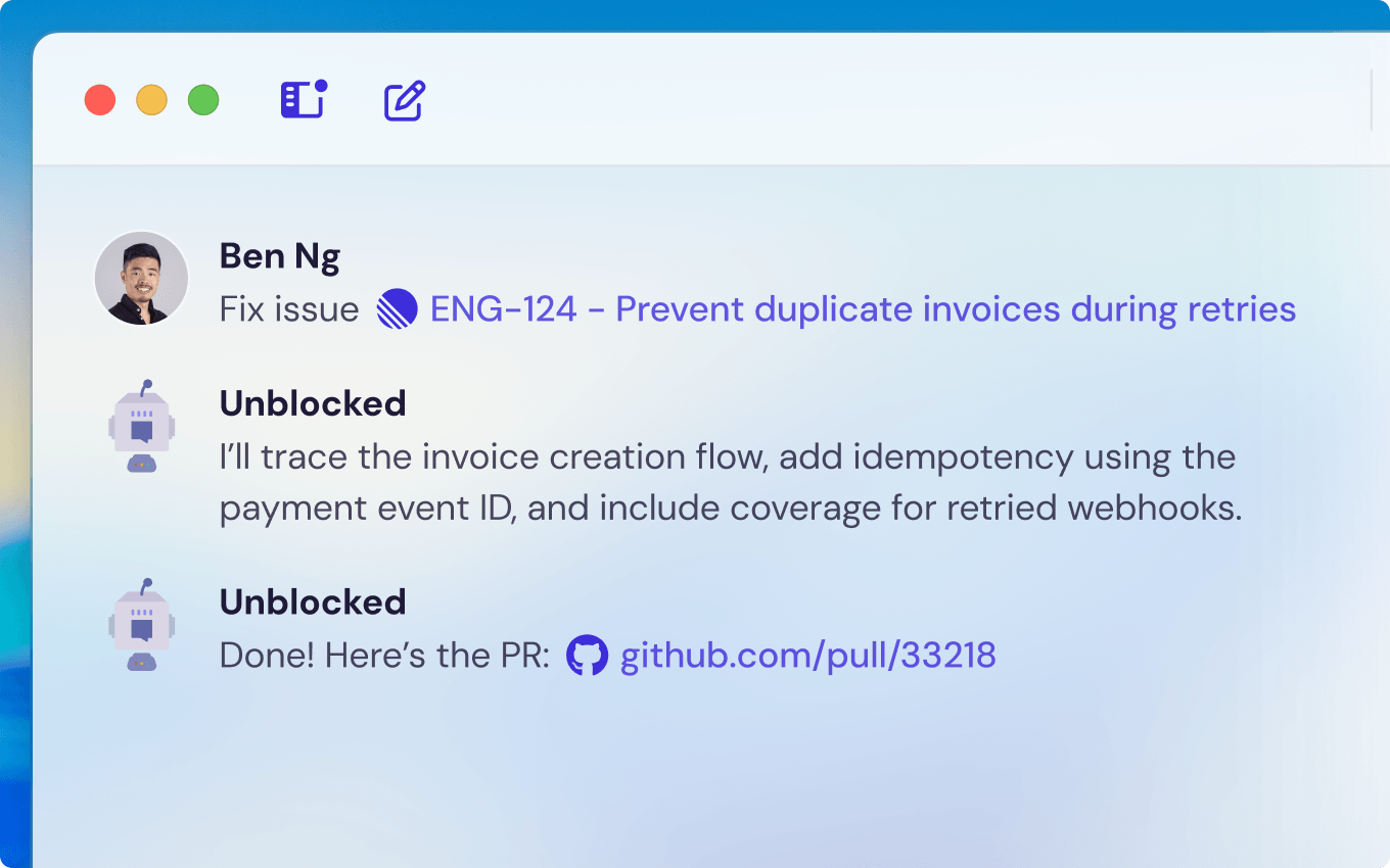 Start a coding task from the Unblocked app
