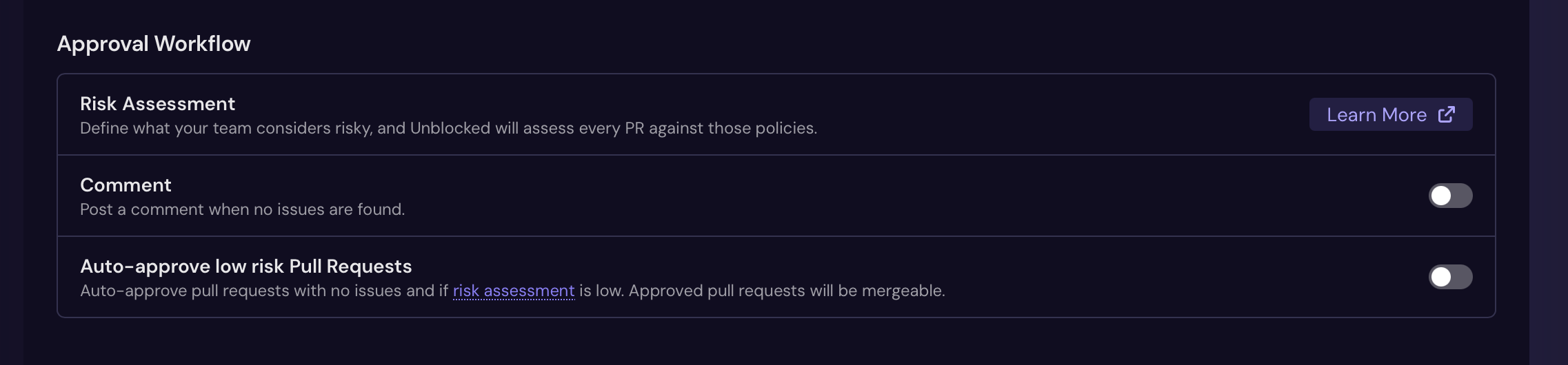 Approval Workflow settings