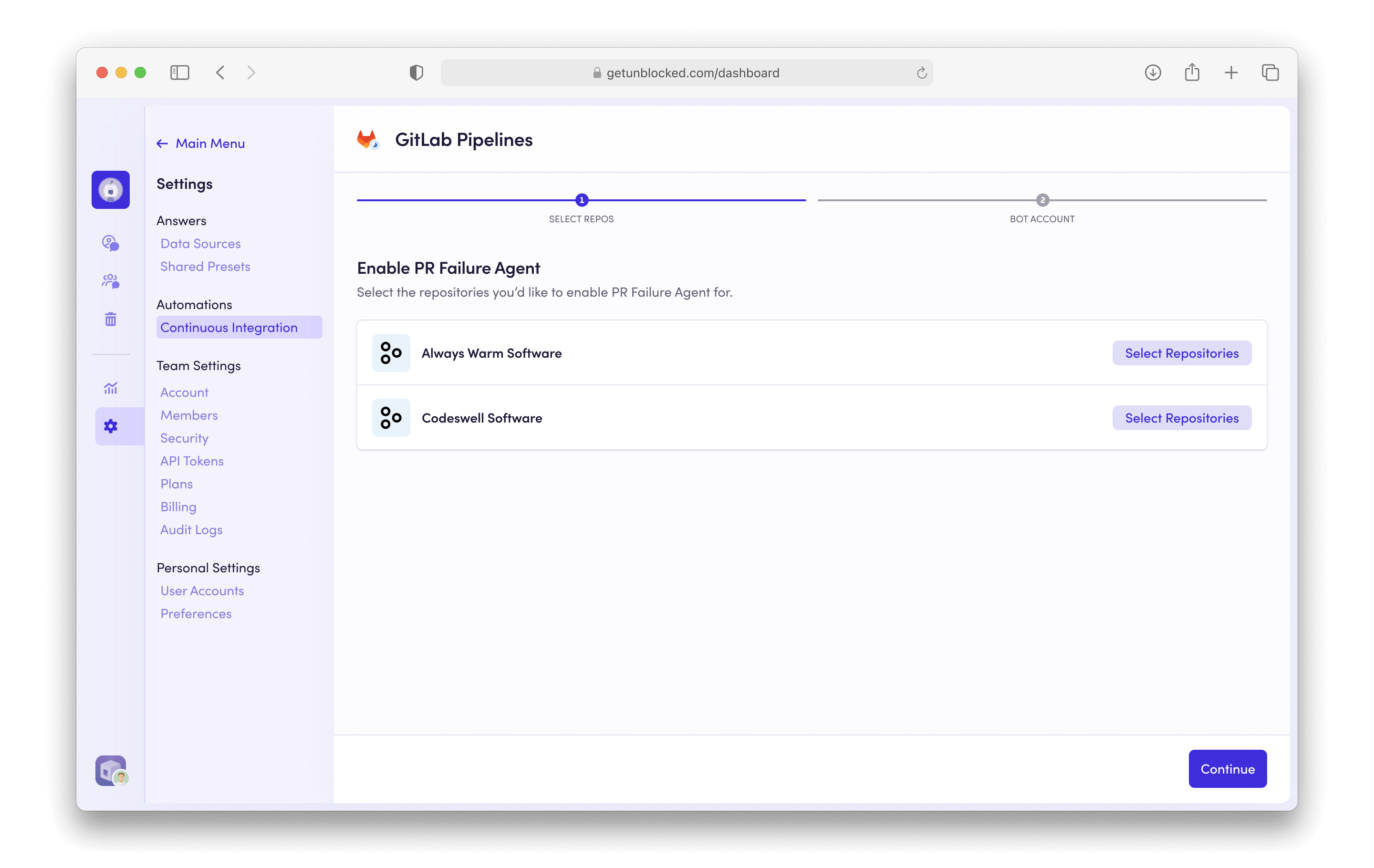 CI Configure GitLab Pipelines