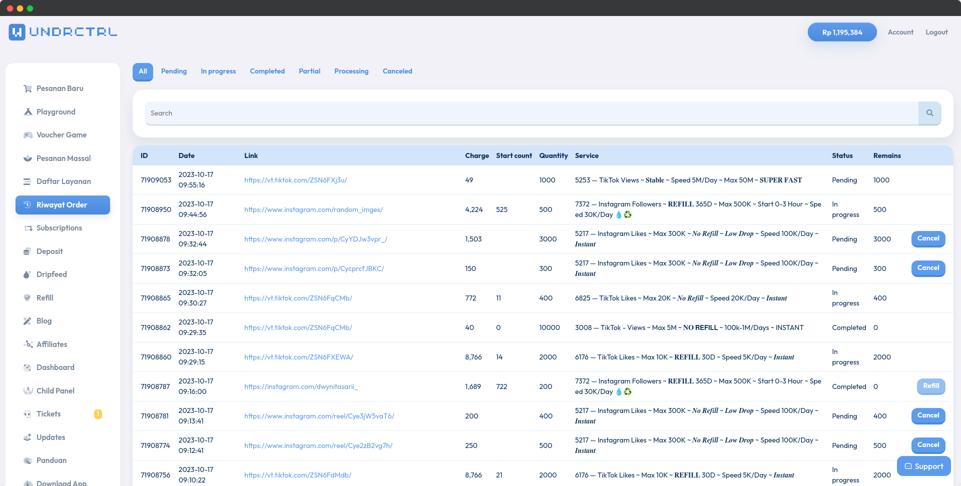 Order Status - UNDRCTRL Docs