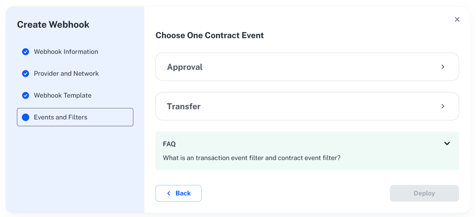 Choose Contract Event Tab