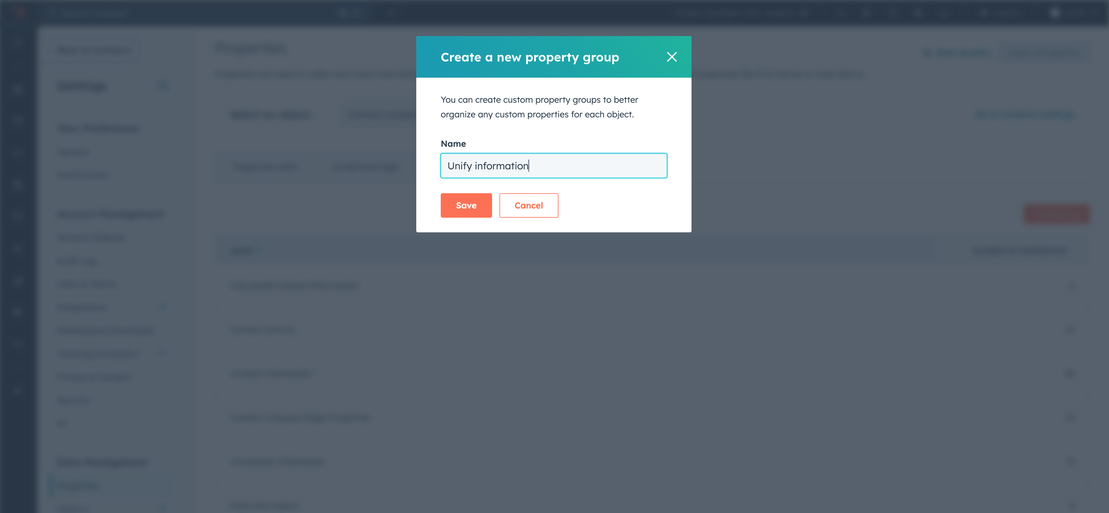 HubSpot Contact Create Property Group