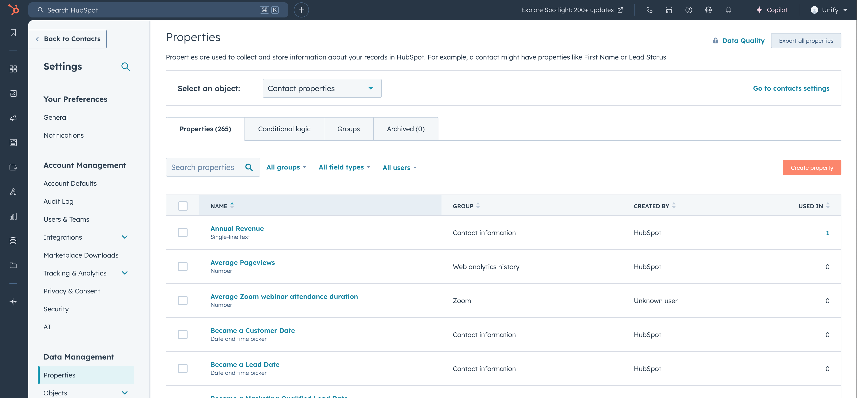HubSpot Contact Properties