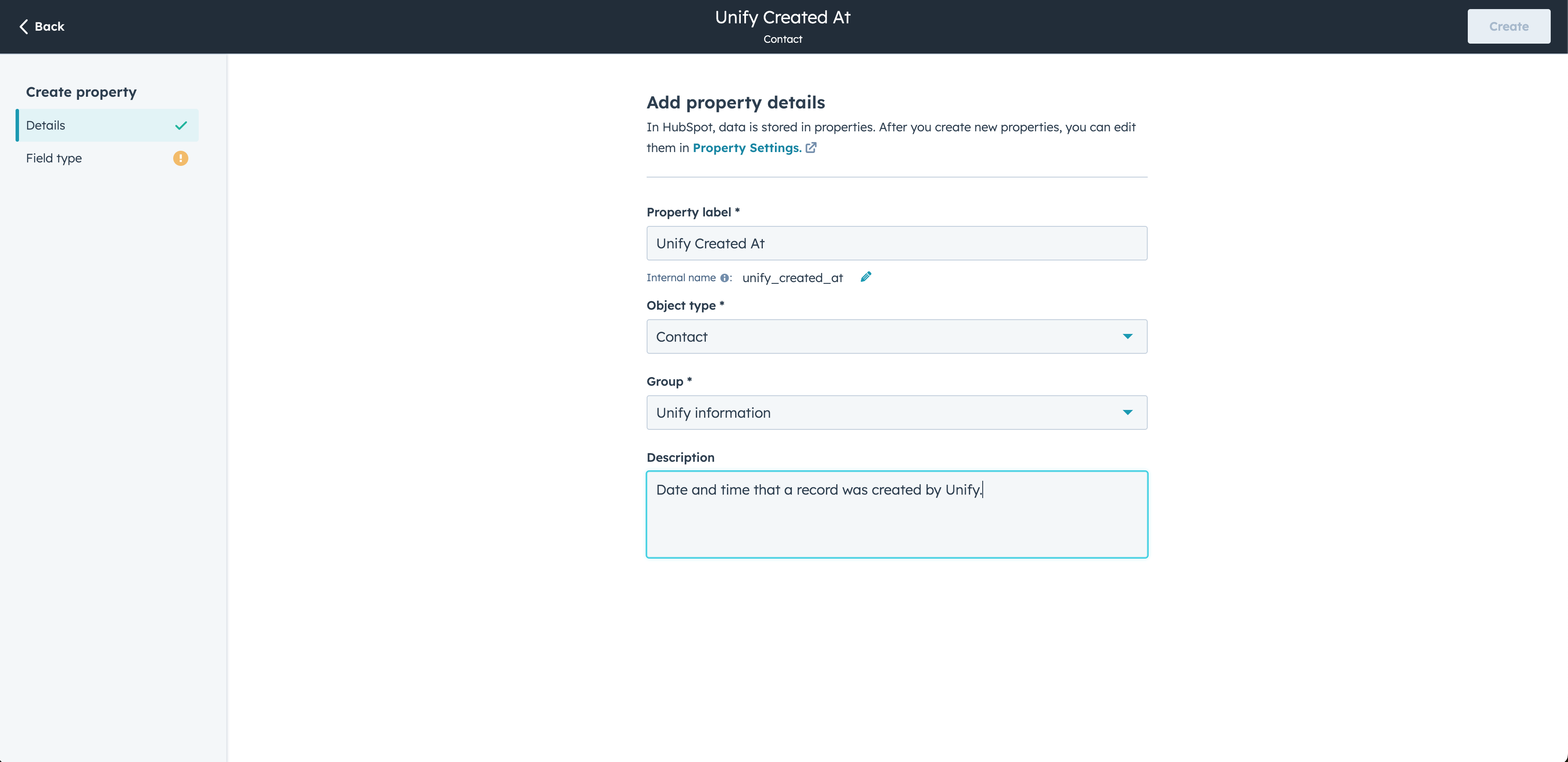 HubSpot Contact Create Property