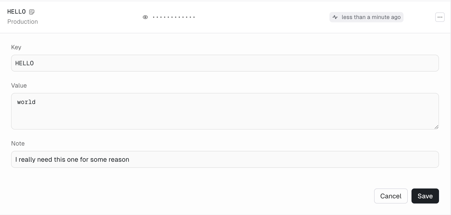 Edit variable inline editor