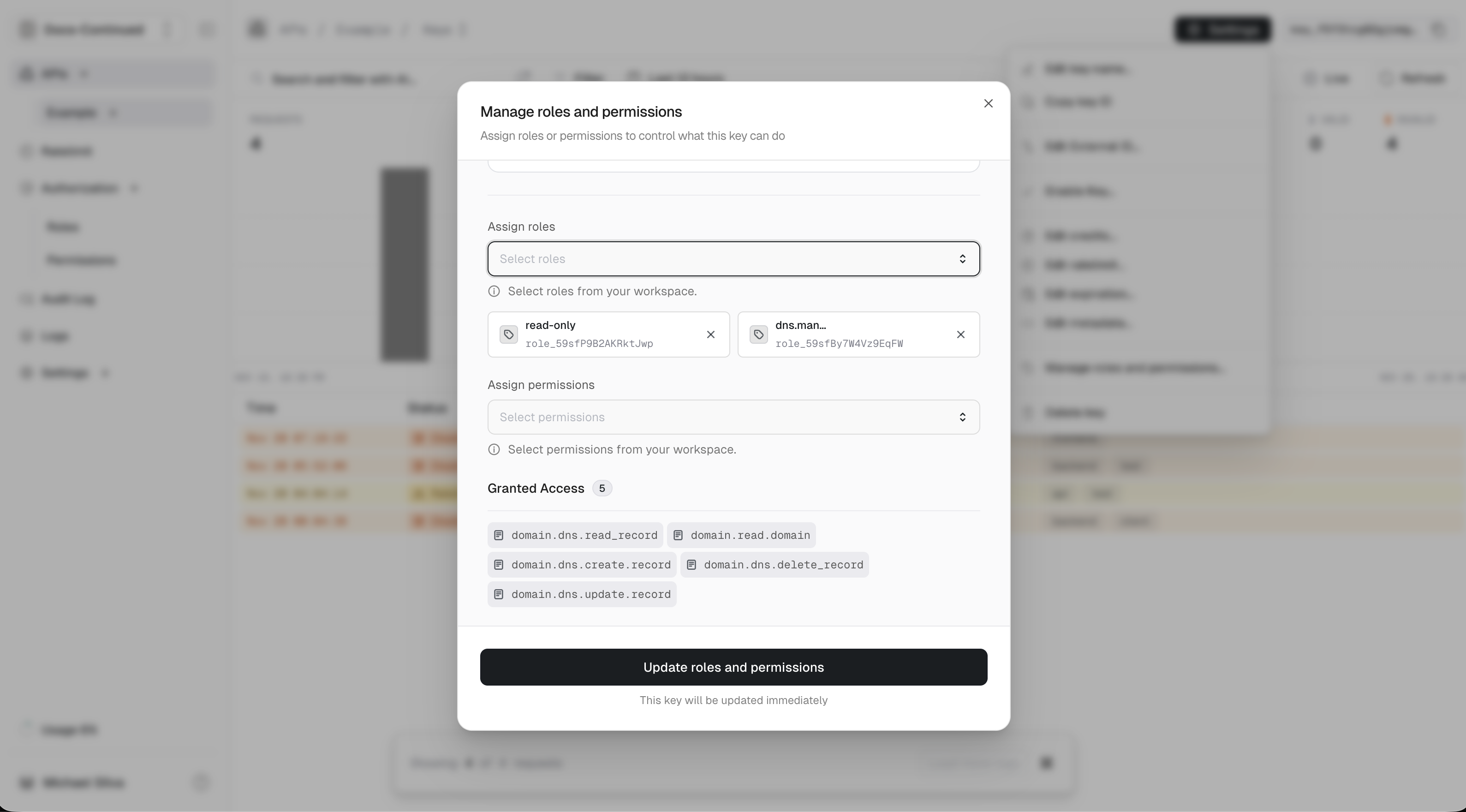 Unconnected roles and permissions