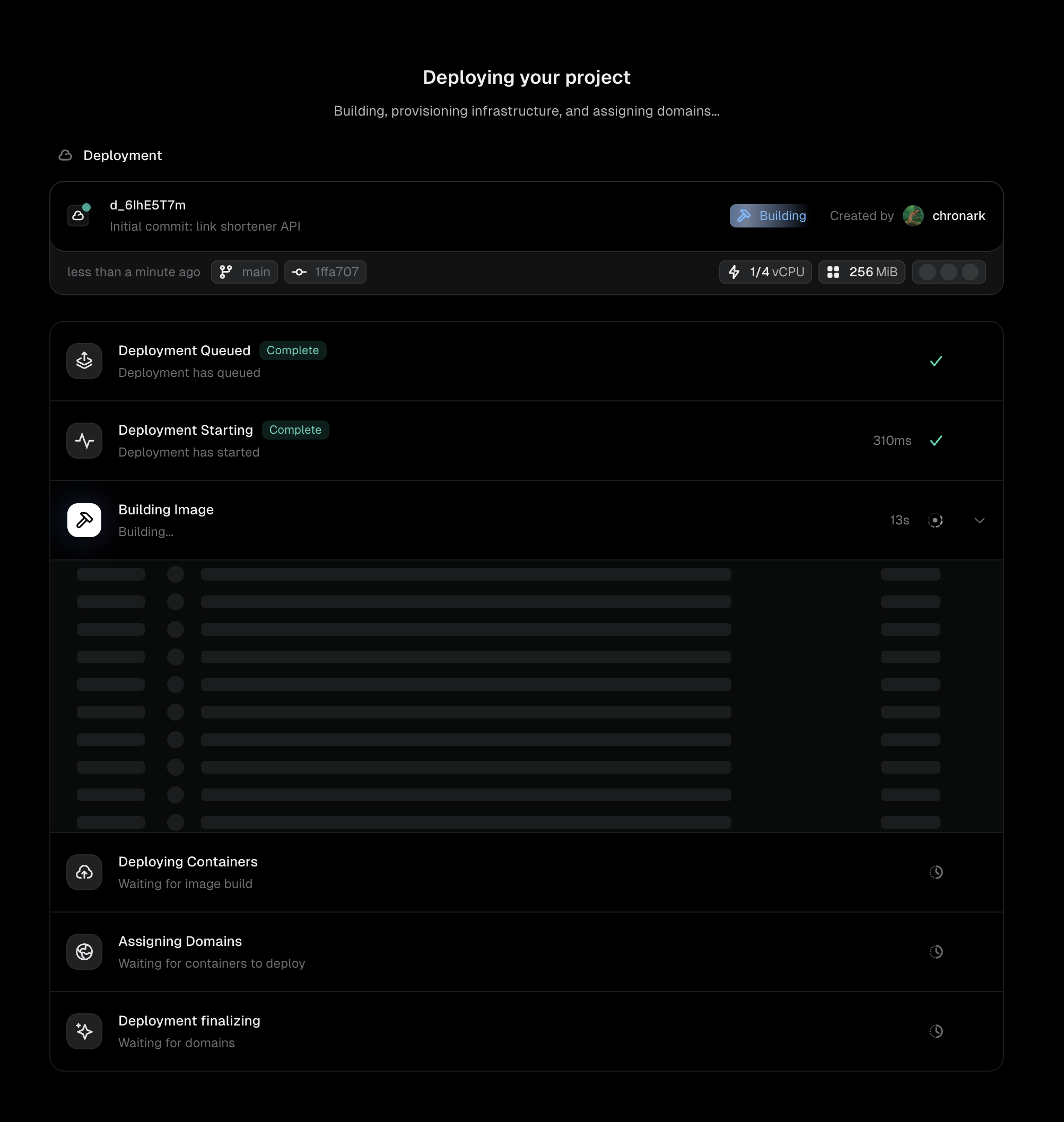 Deployment progress