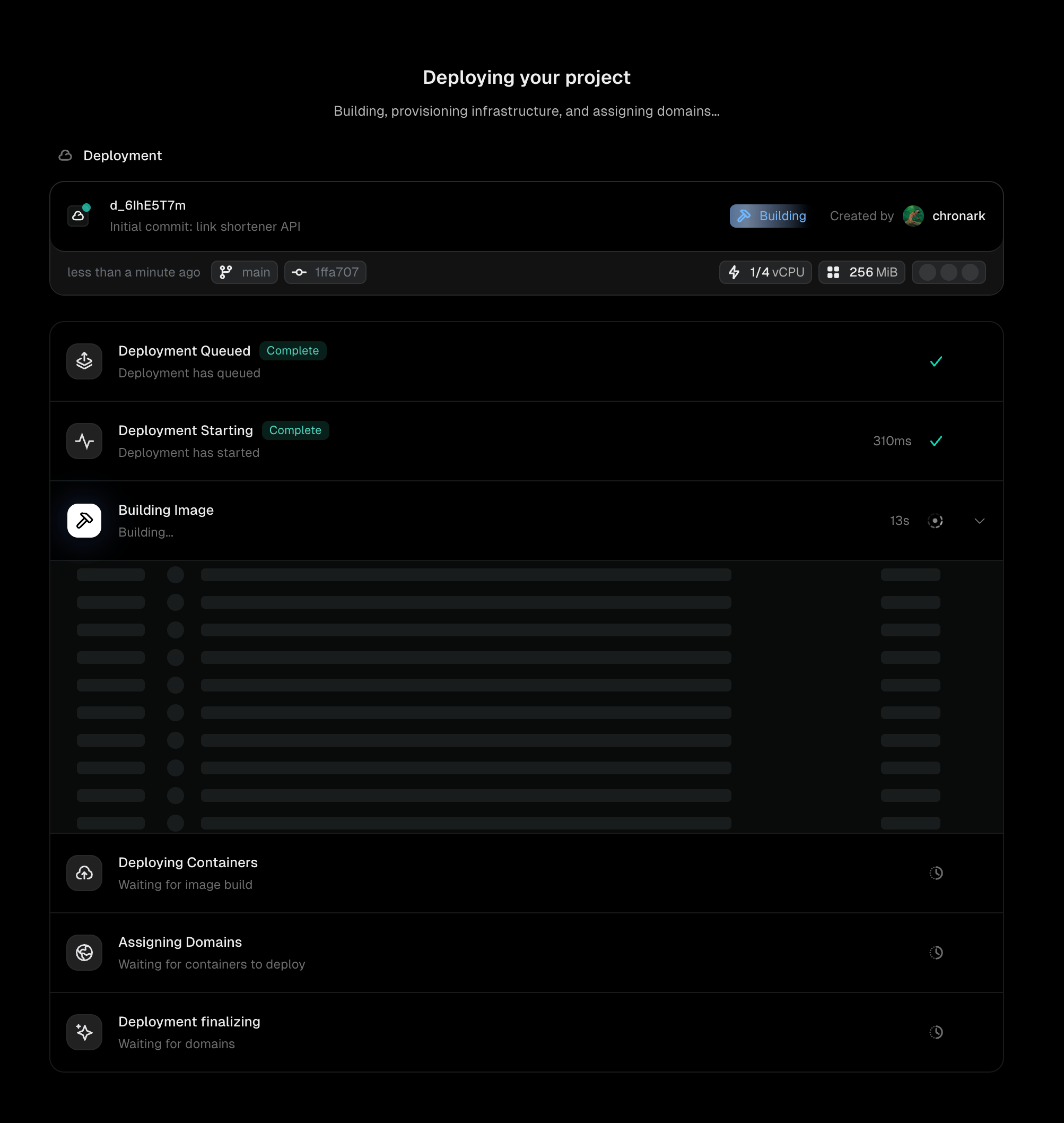 Deployment progress