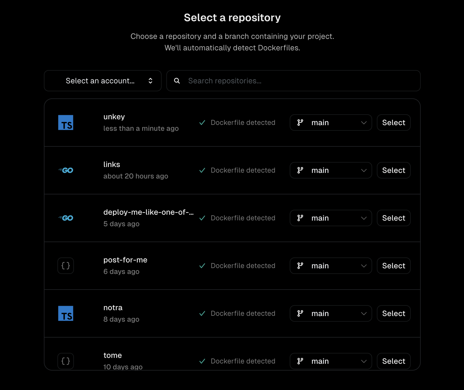 Repository selection