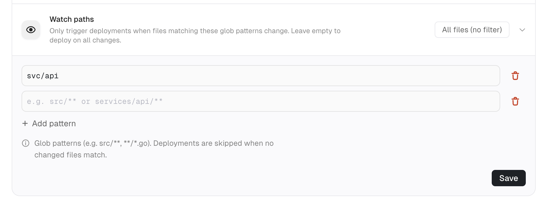Watch paths settings