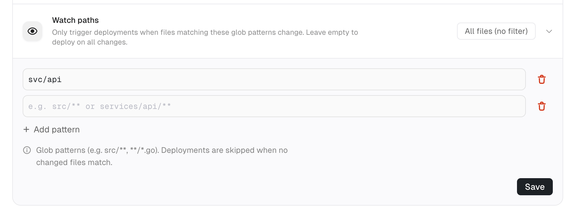 Watch paths settings
