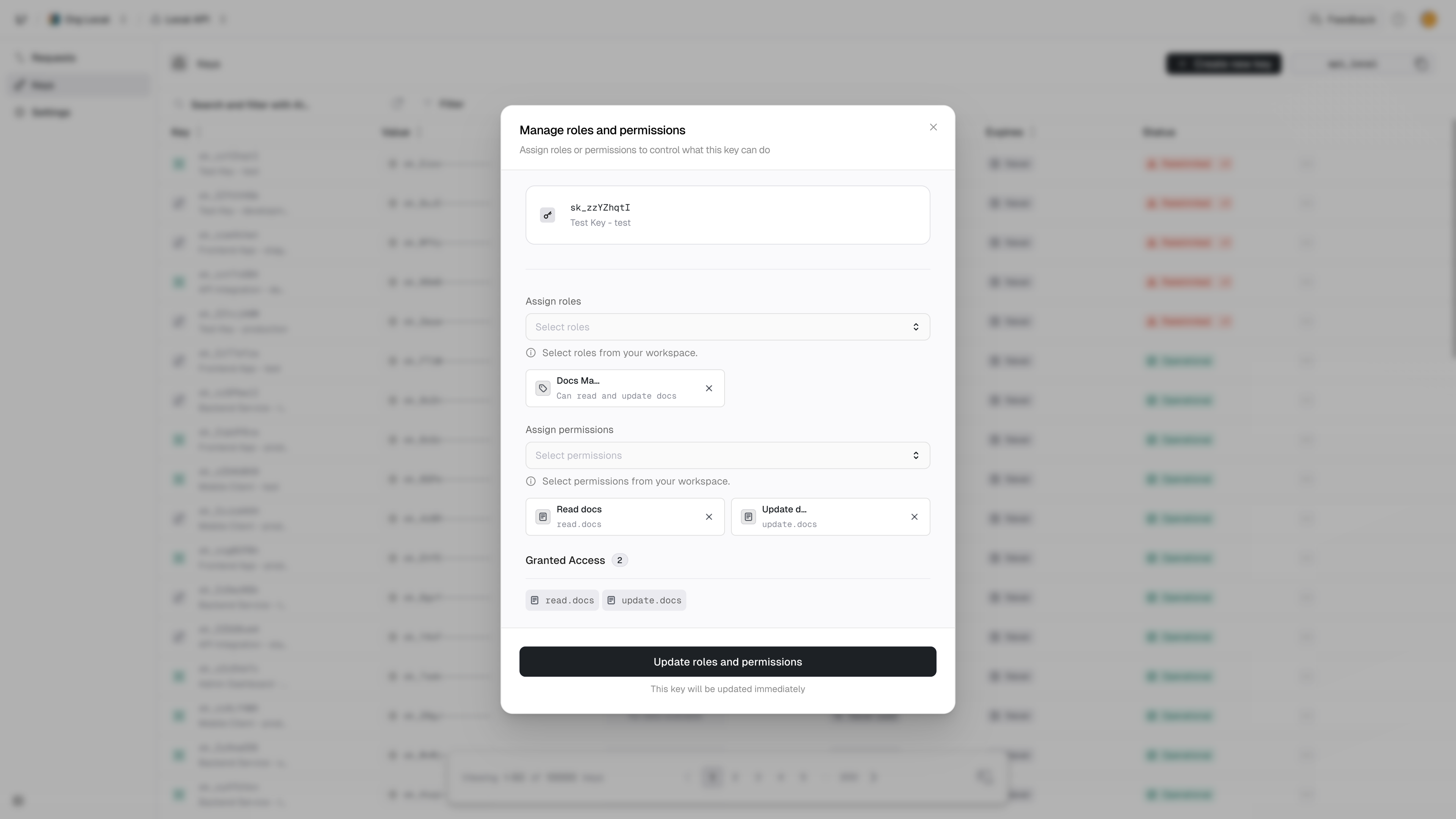 Key Authorization Update Dialog
