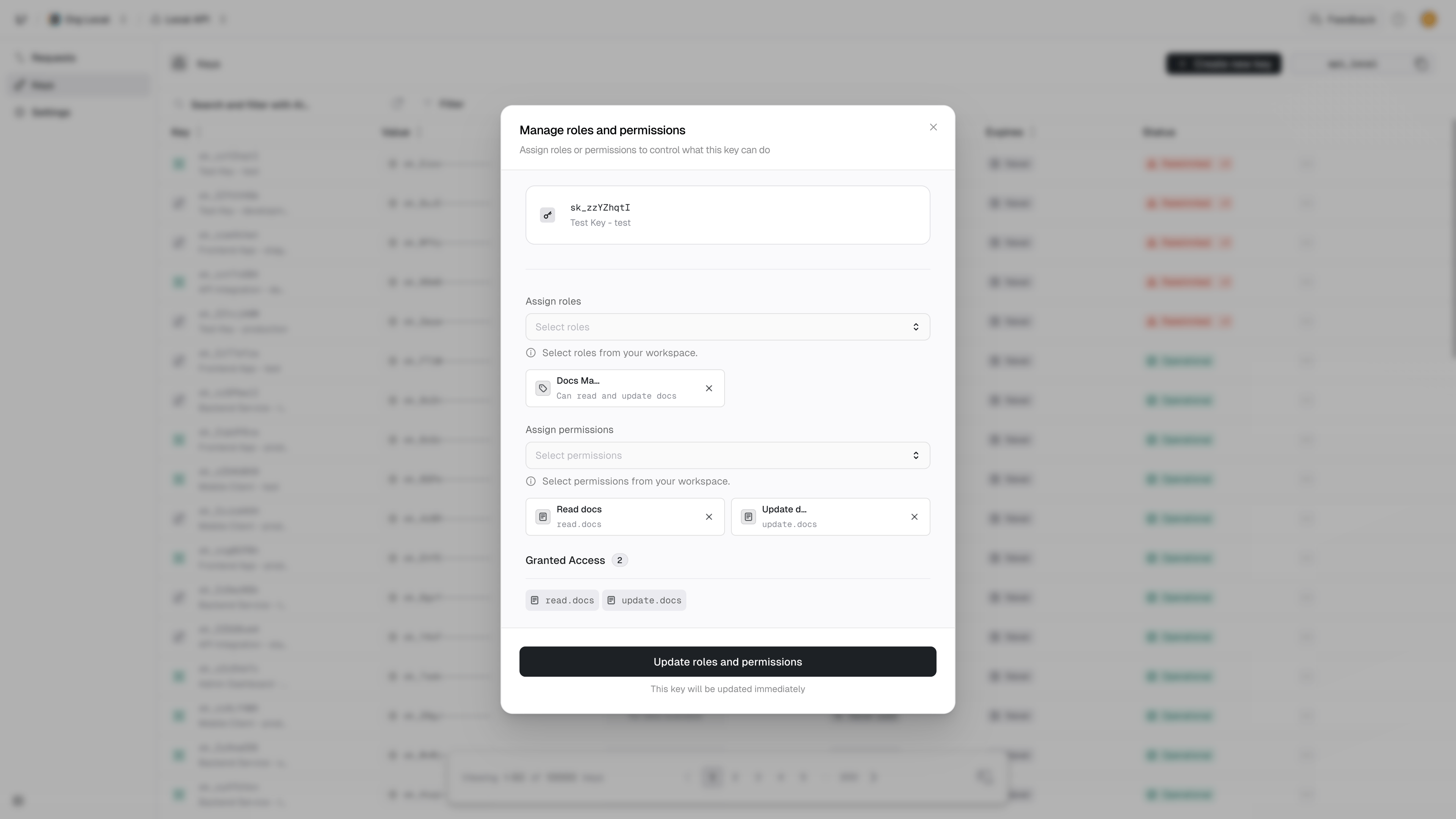 Key Authorization Update Dialog