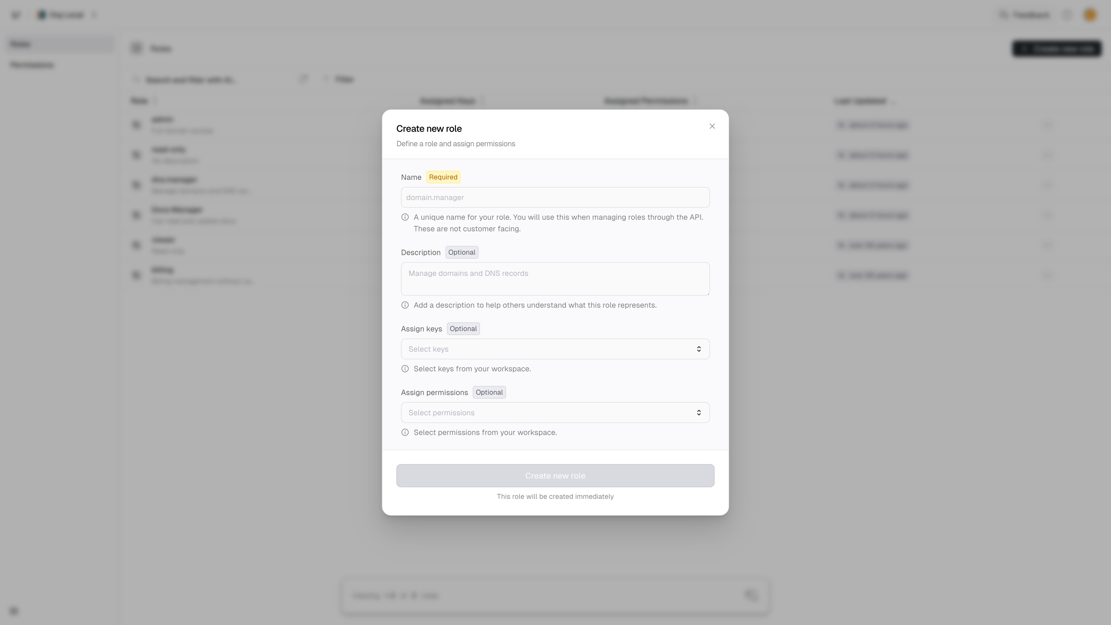Unconnected roles and permissions
