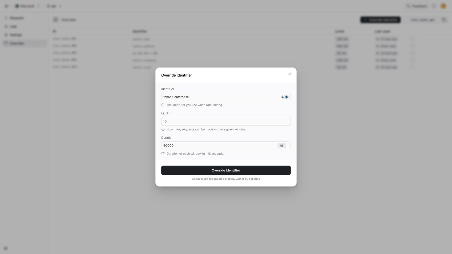 New override form