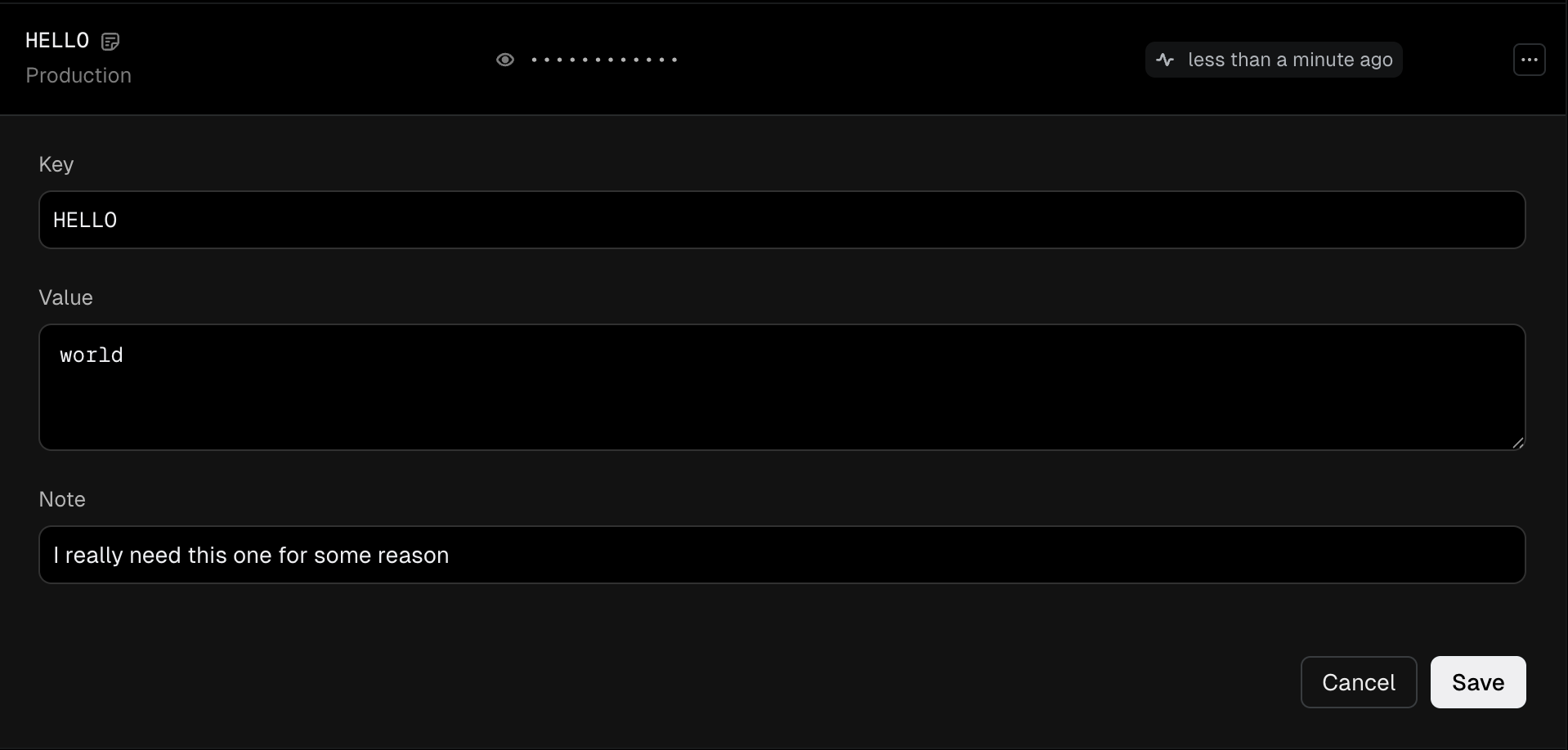 Edit variable inline editor