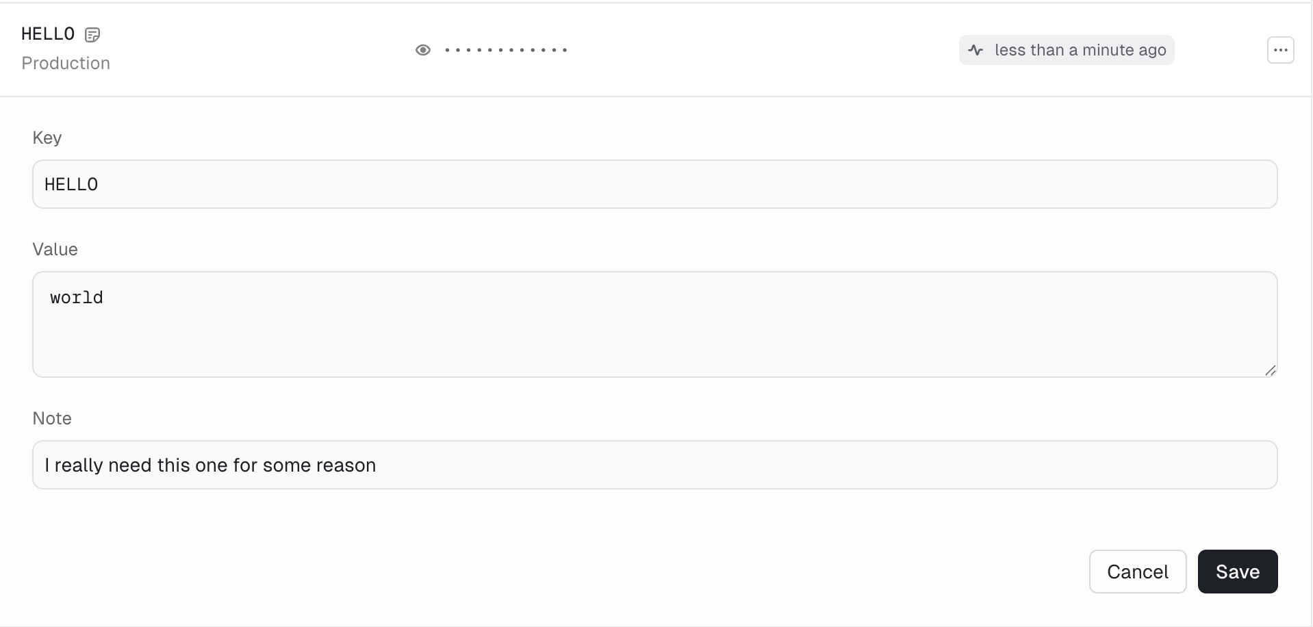 Edit variable inline editor