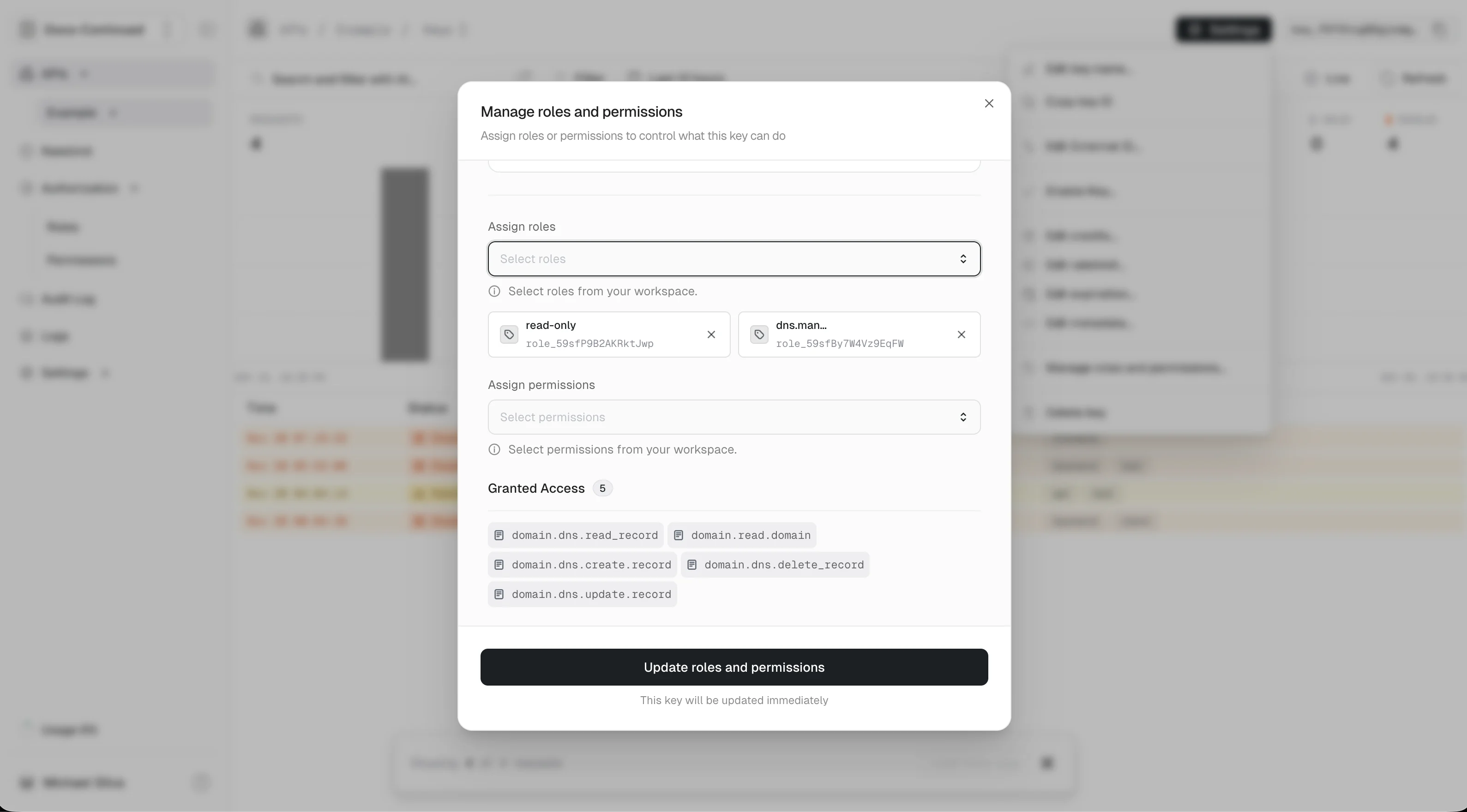 Unconnected roles and permissions