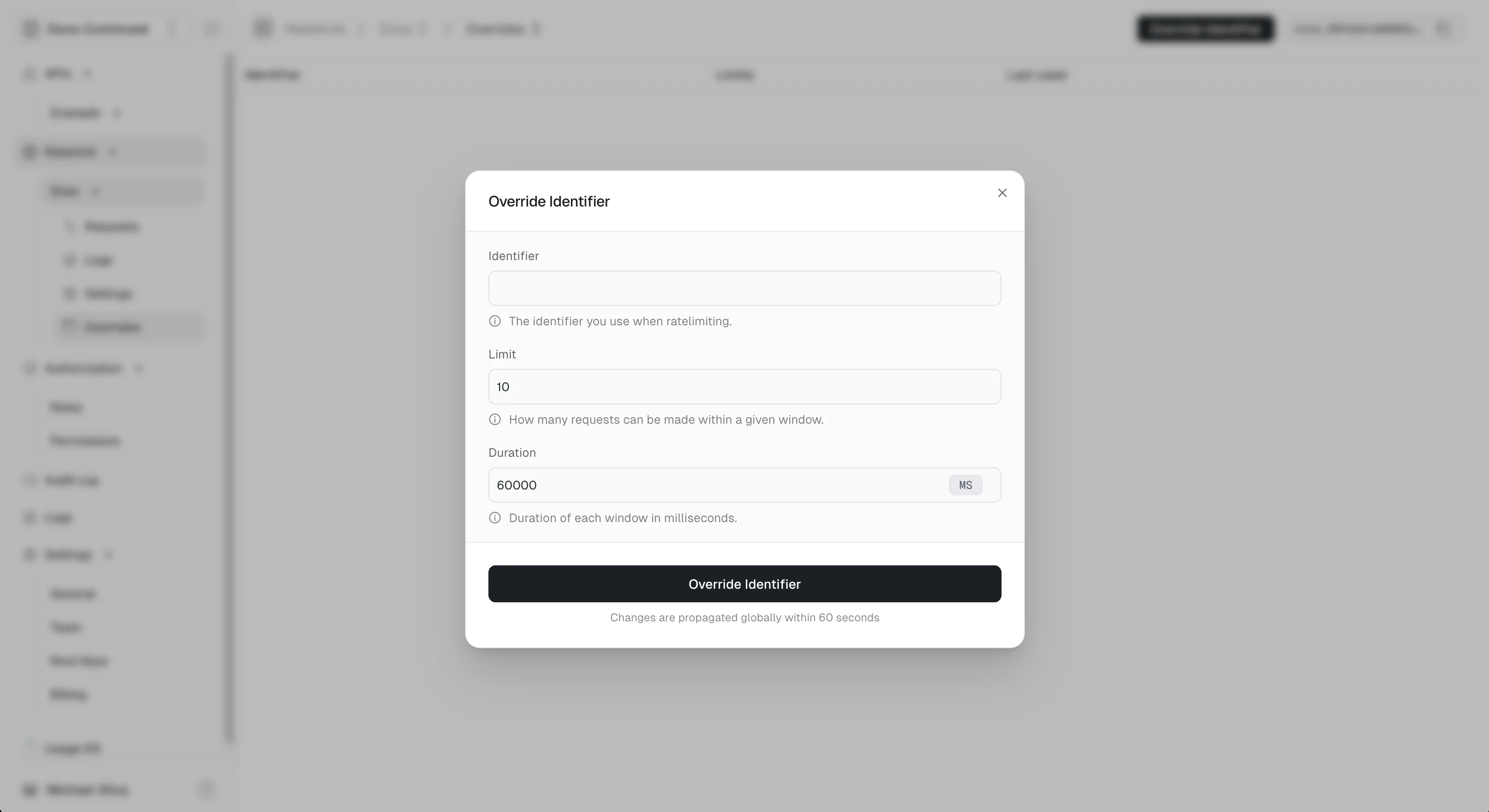 New override form