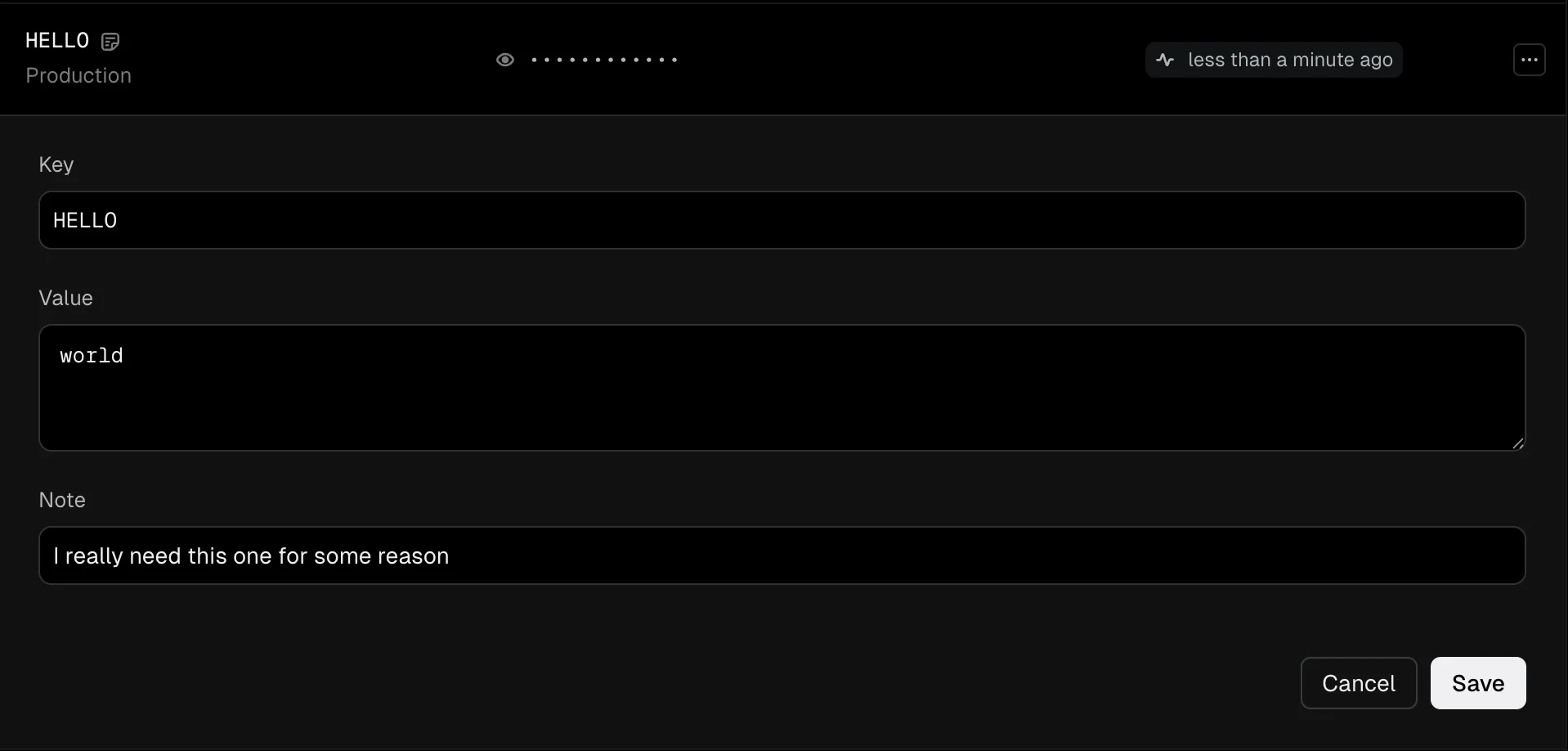 Edit variable inline editor