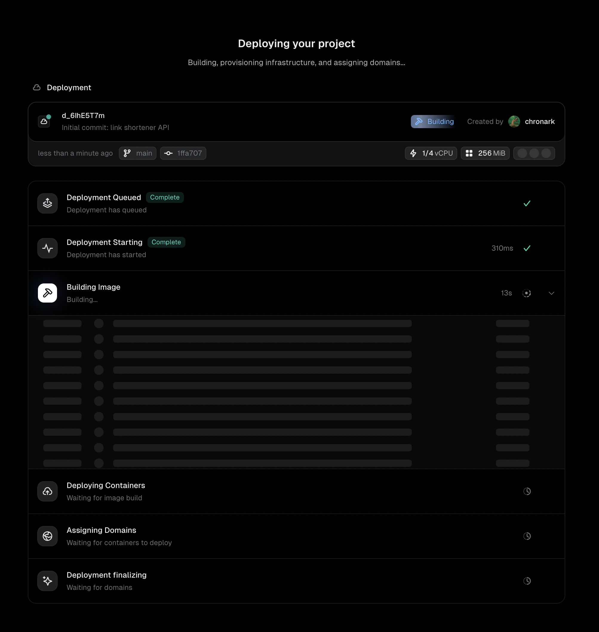 Deployment progress
