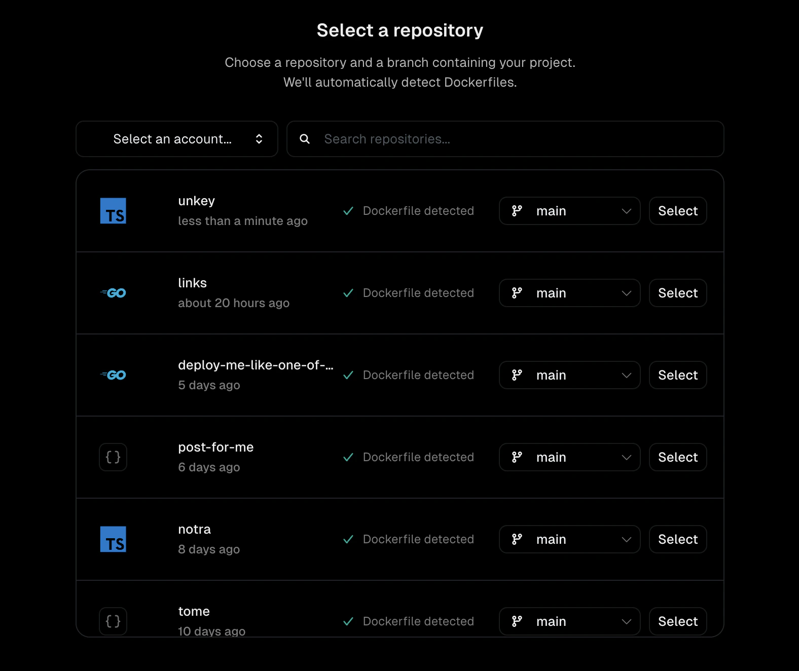 Repository selection