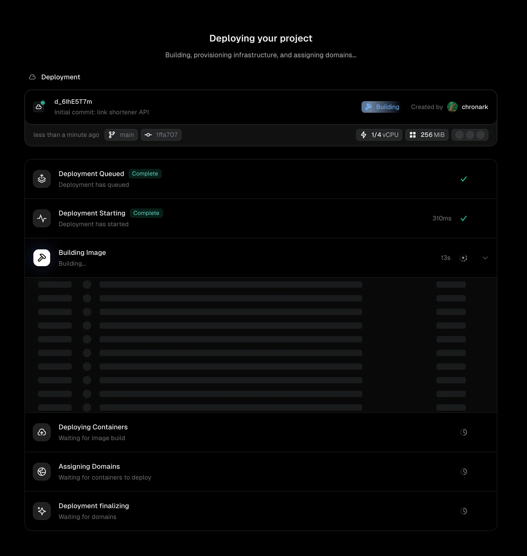 Deployment progress
