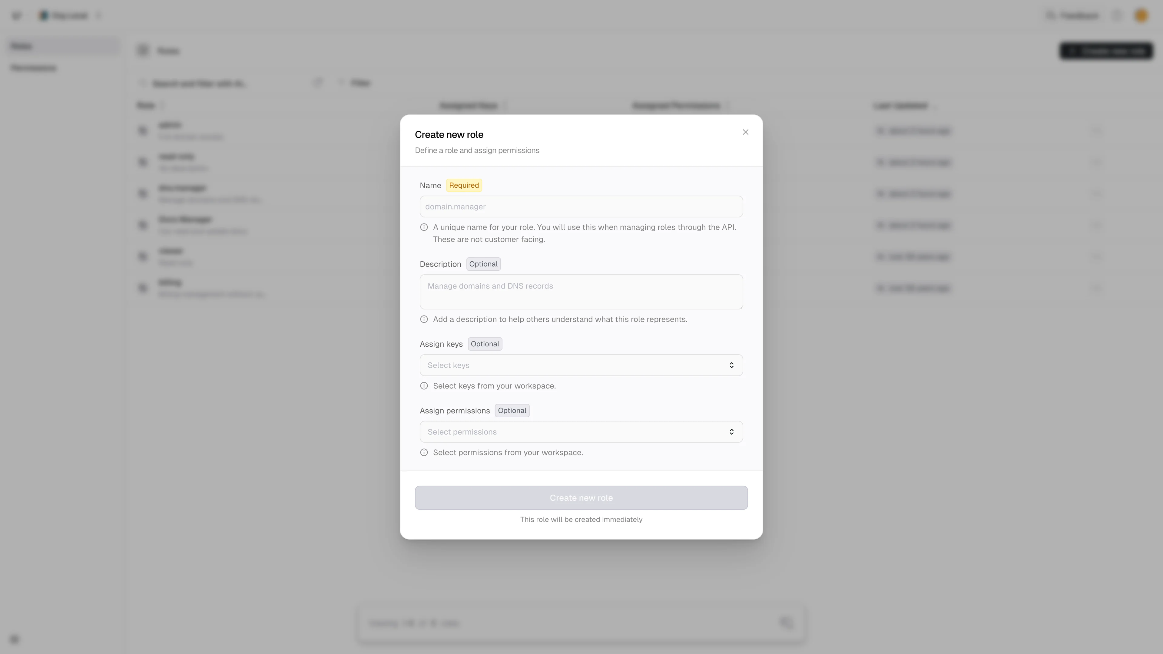 Unconnected roles and permissions