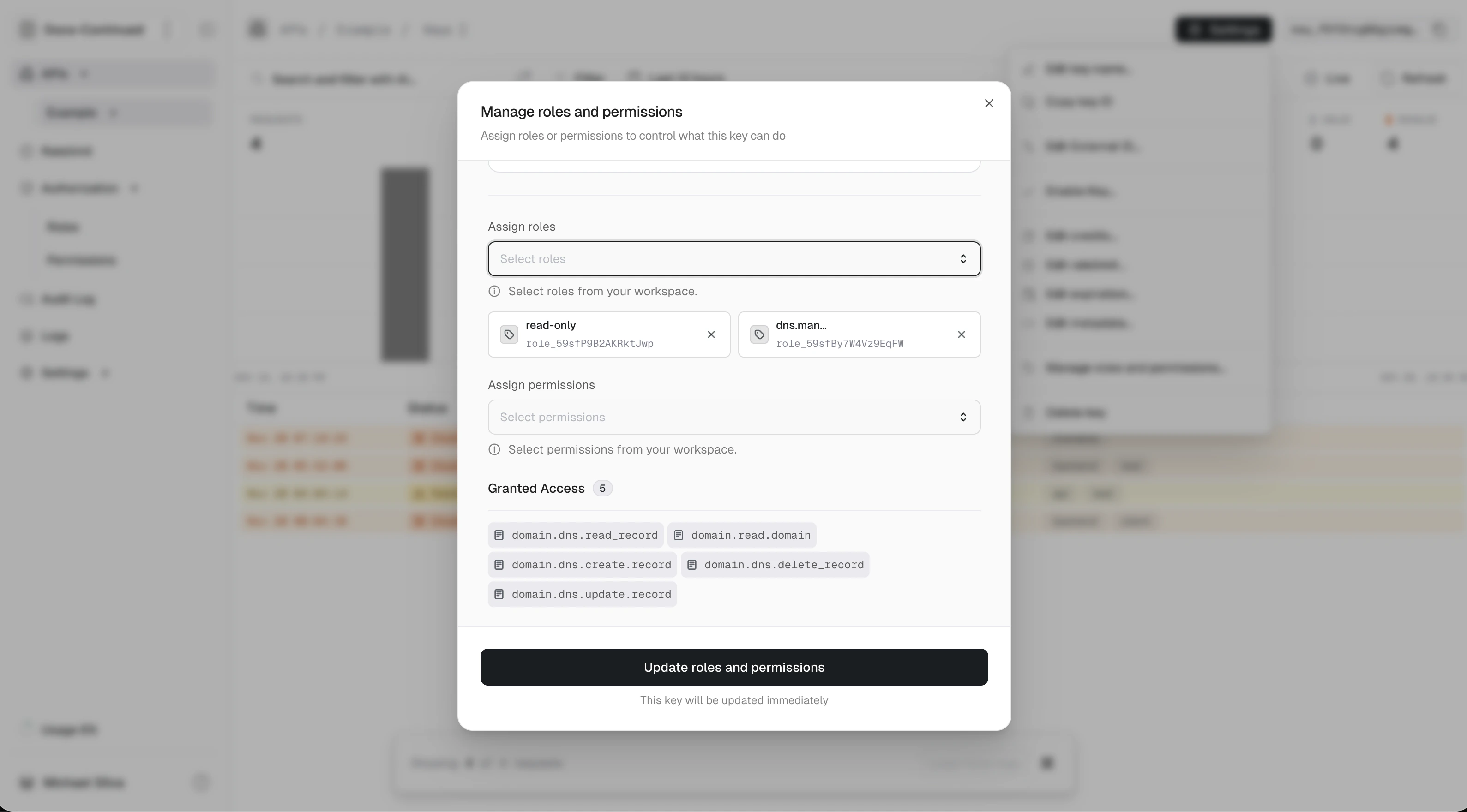 Unconnected roles and permissions