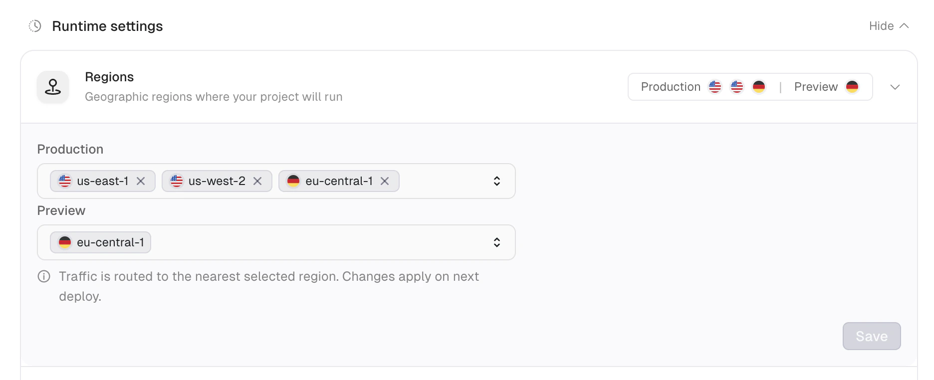 Region settings