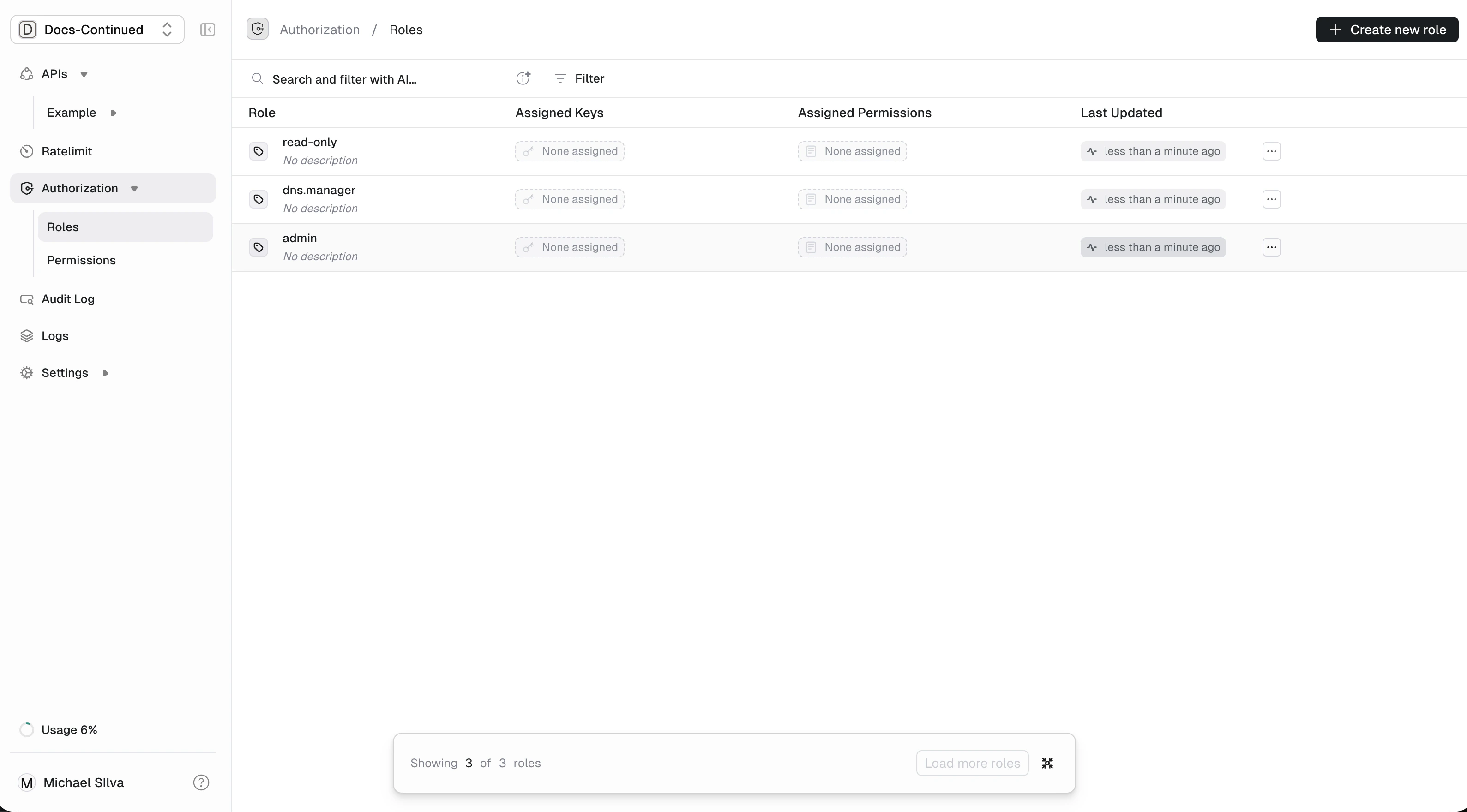 Example roles