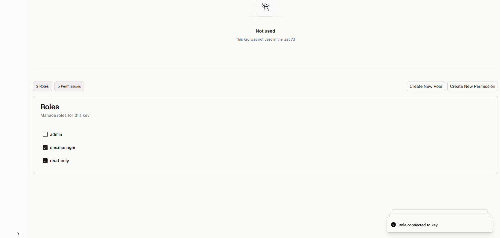 Unconnected roles and permissions