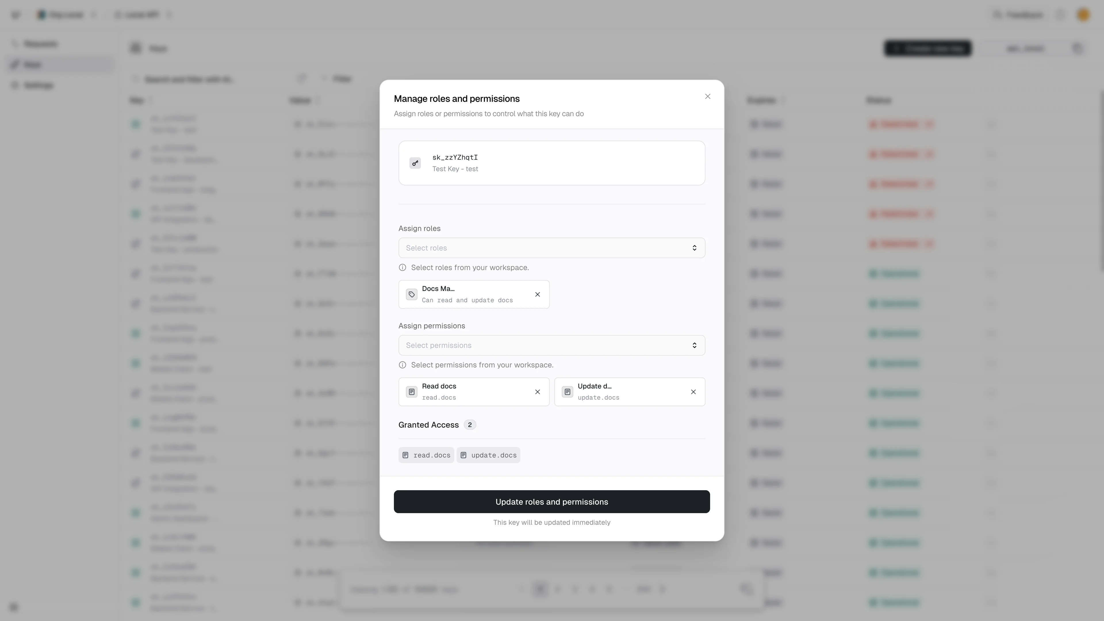 Key Authorization Update Dialog