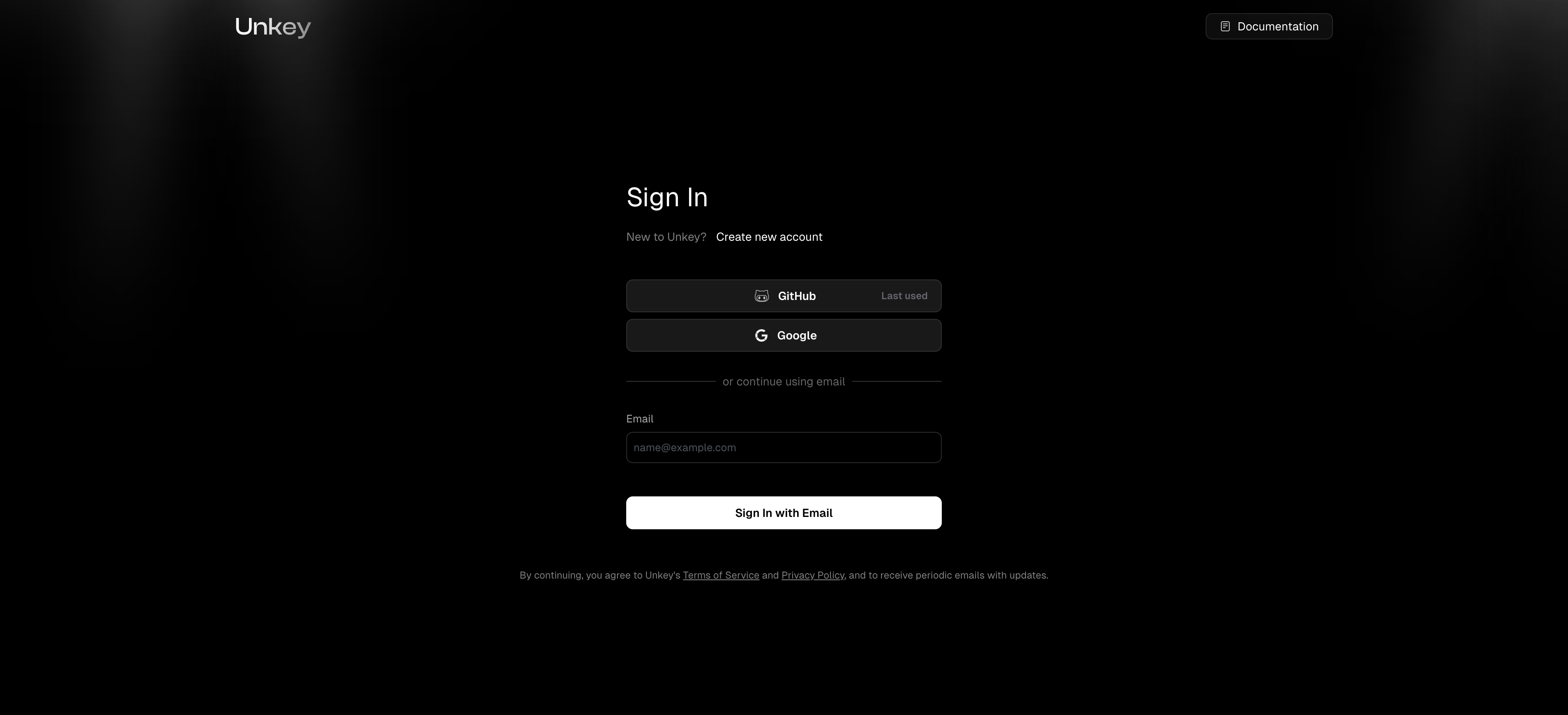 Sign Up Page for Unkey