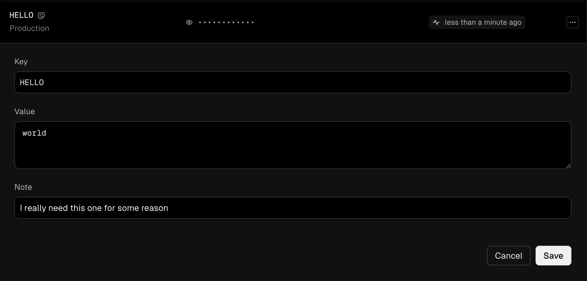 Edit variable inline editor