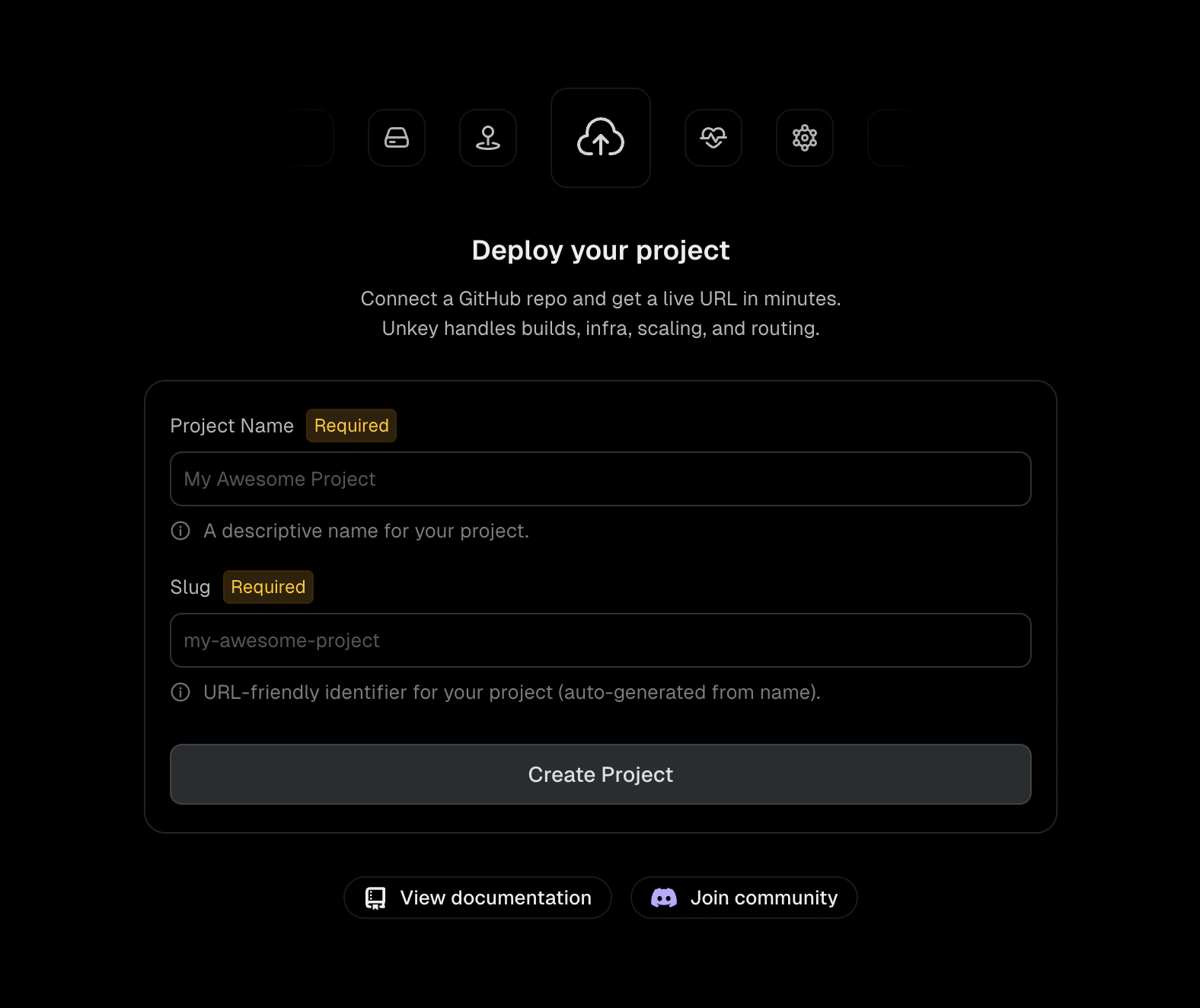 Create project form