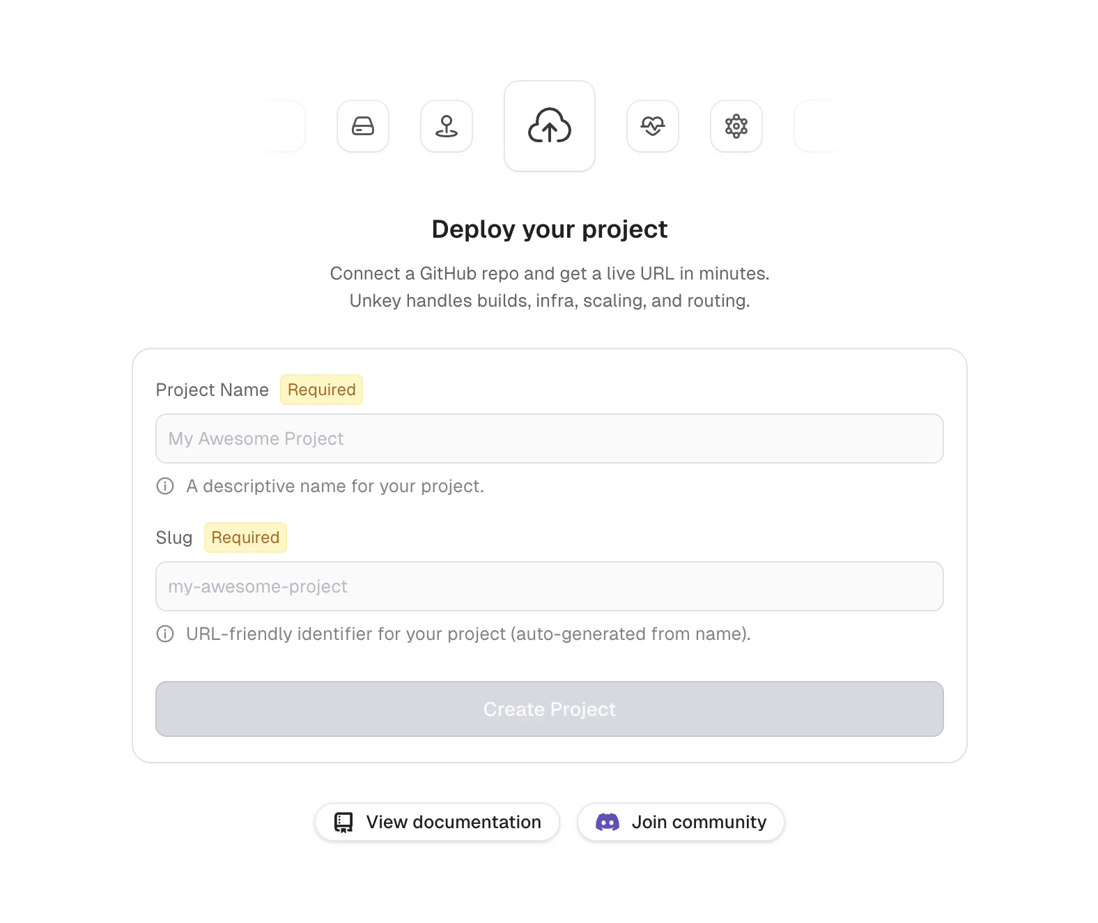 Create project form
