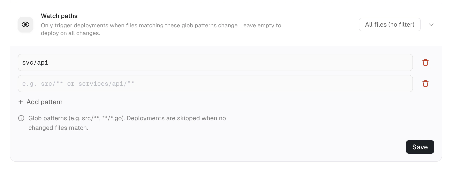 Watch paths settings
