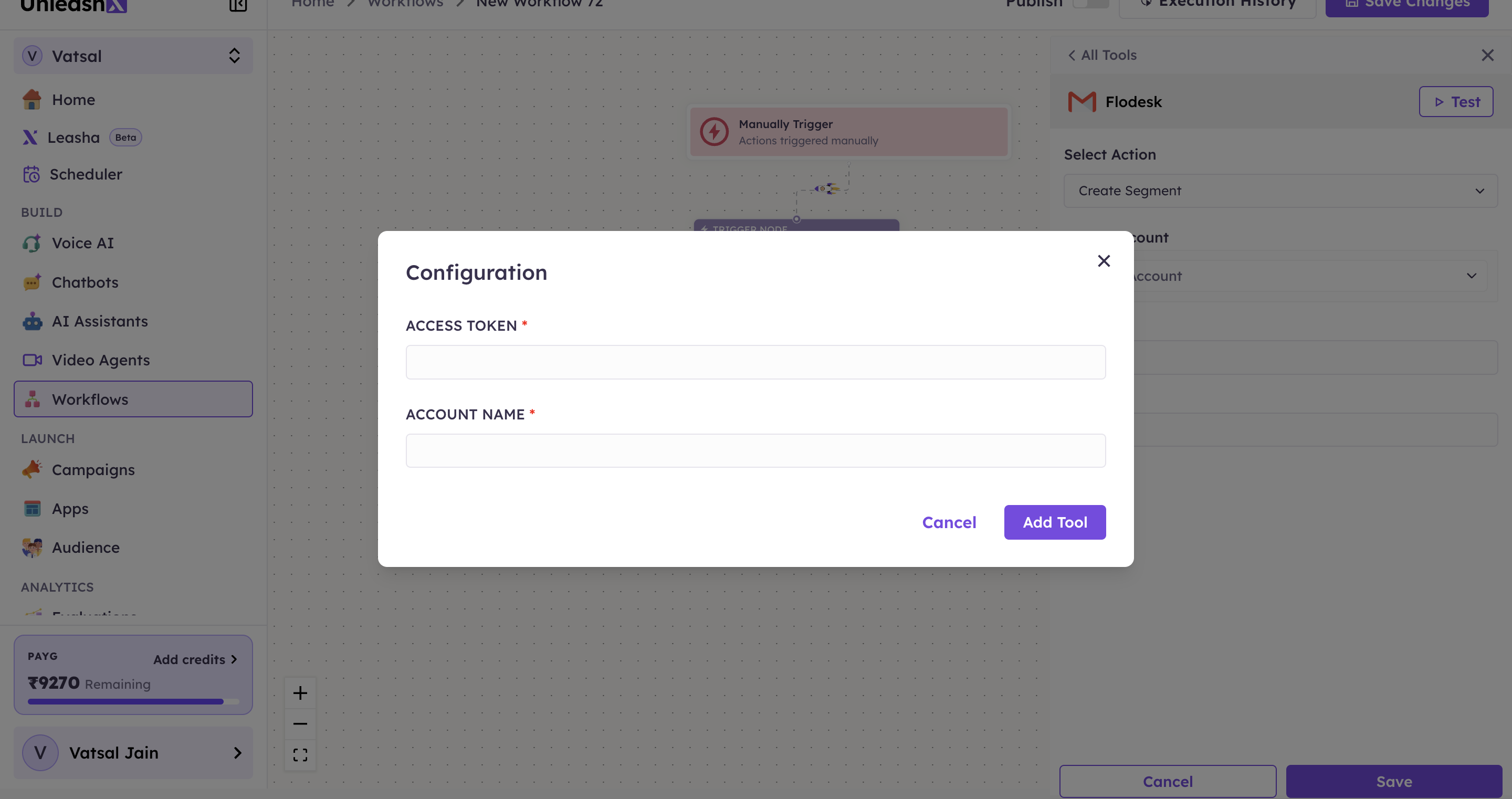 The Flodesk Configuration dialog: Access Token and Account Name