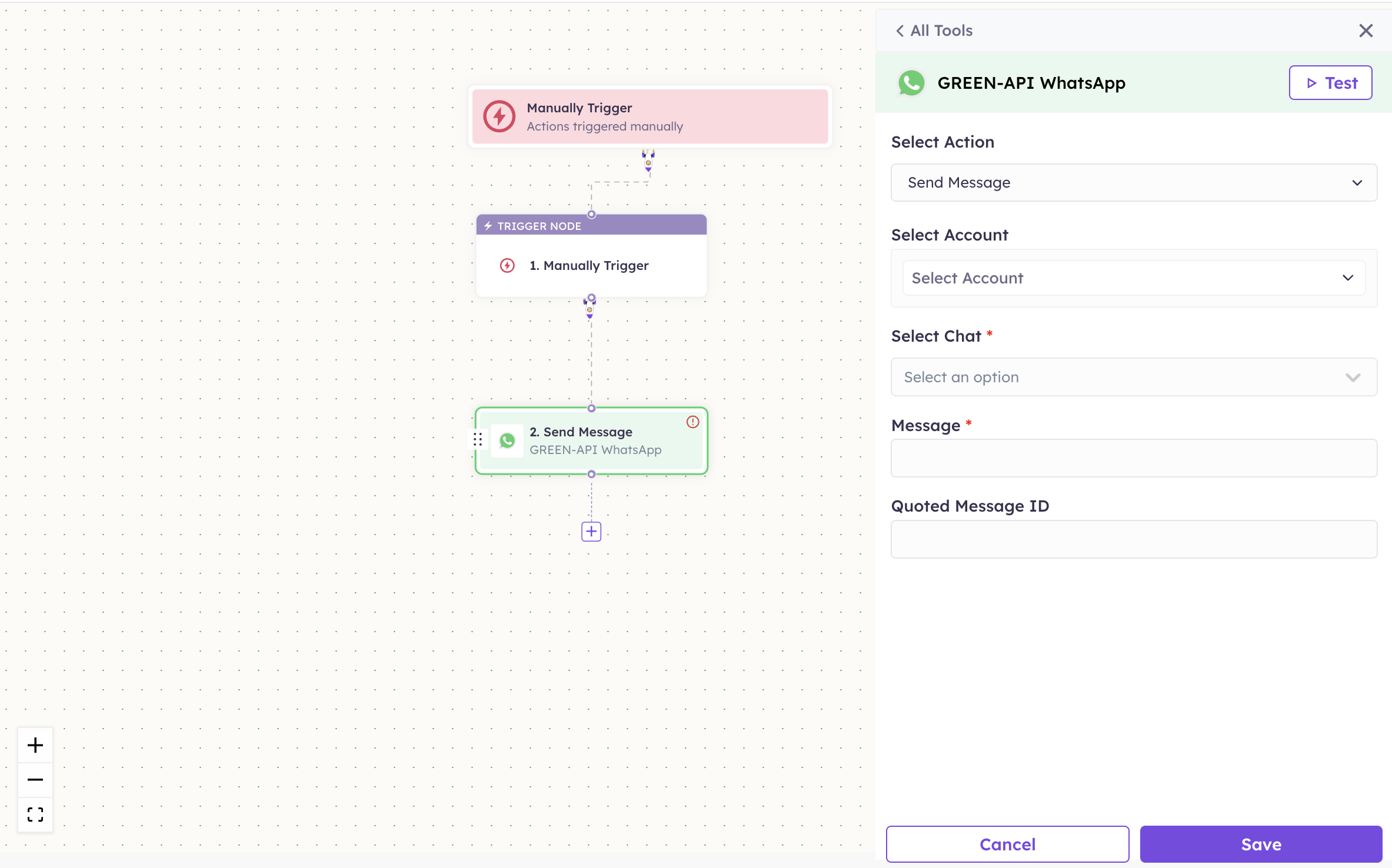 Configuring a Send Message step