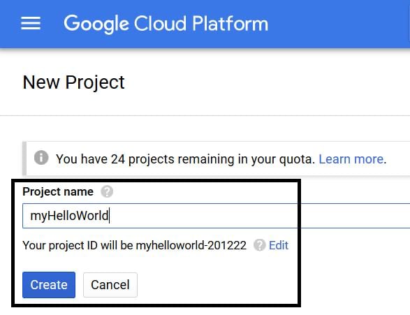 Name the new project and click Create